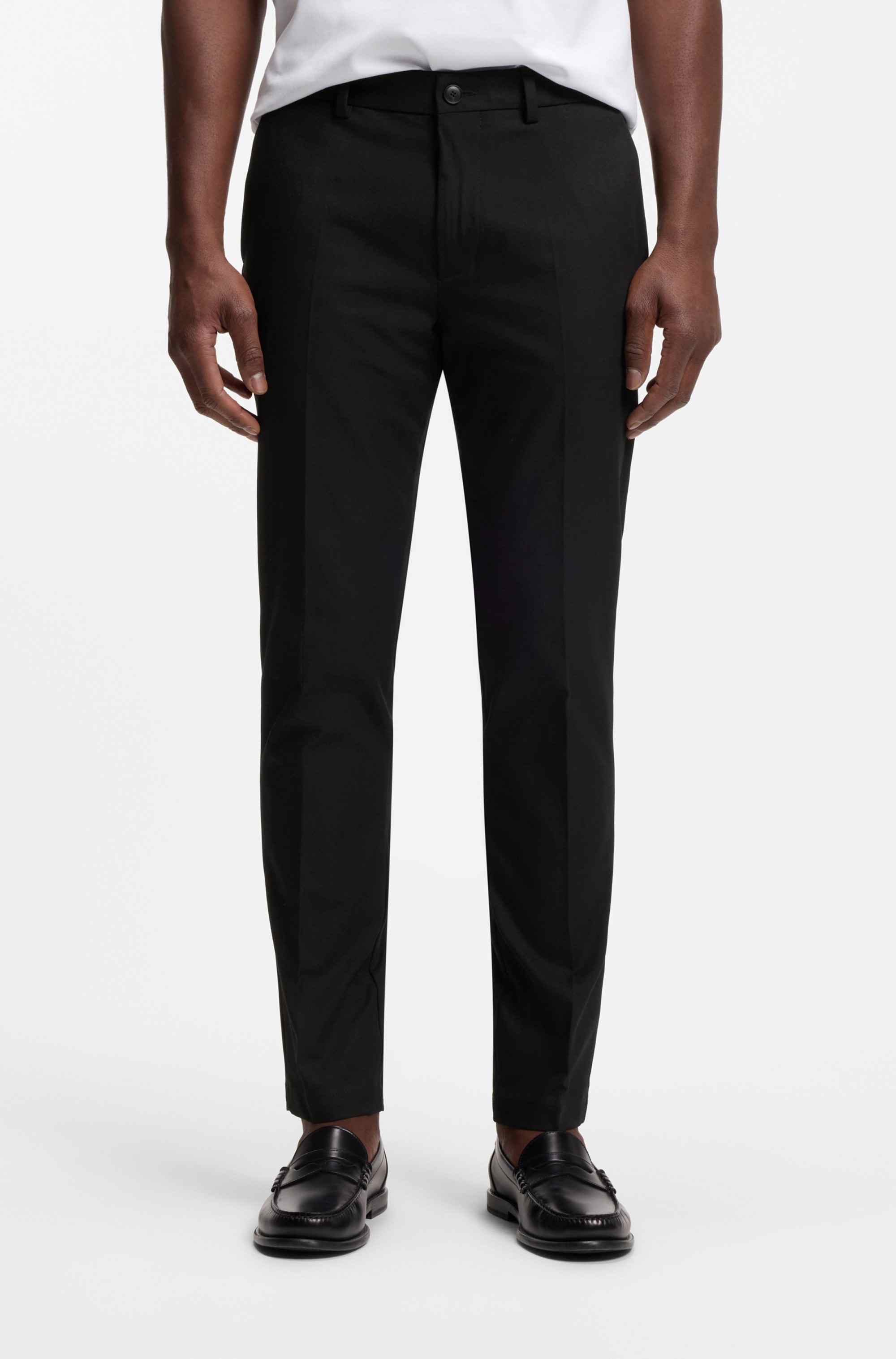 Slim-fit trousers in cotton-blend twill