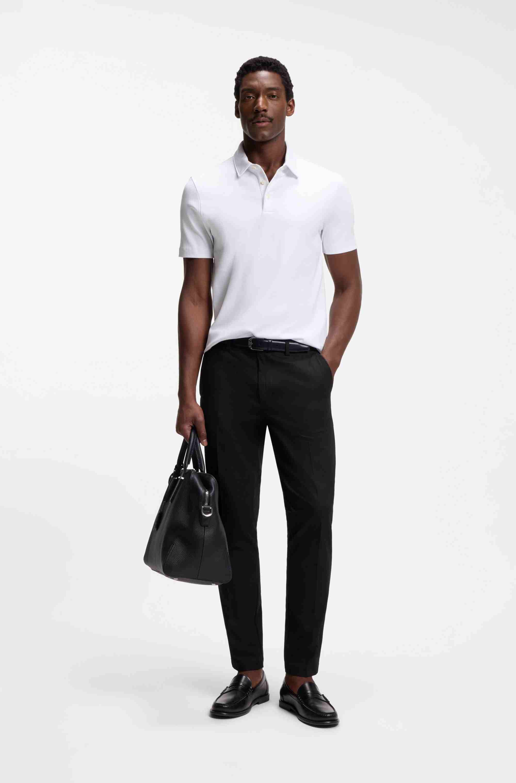 Slim-fit trousers in cotton-blend twill