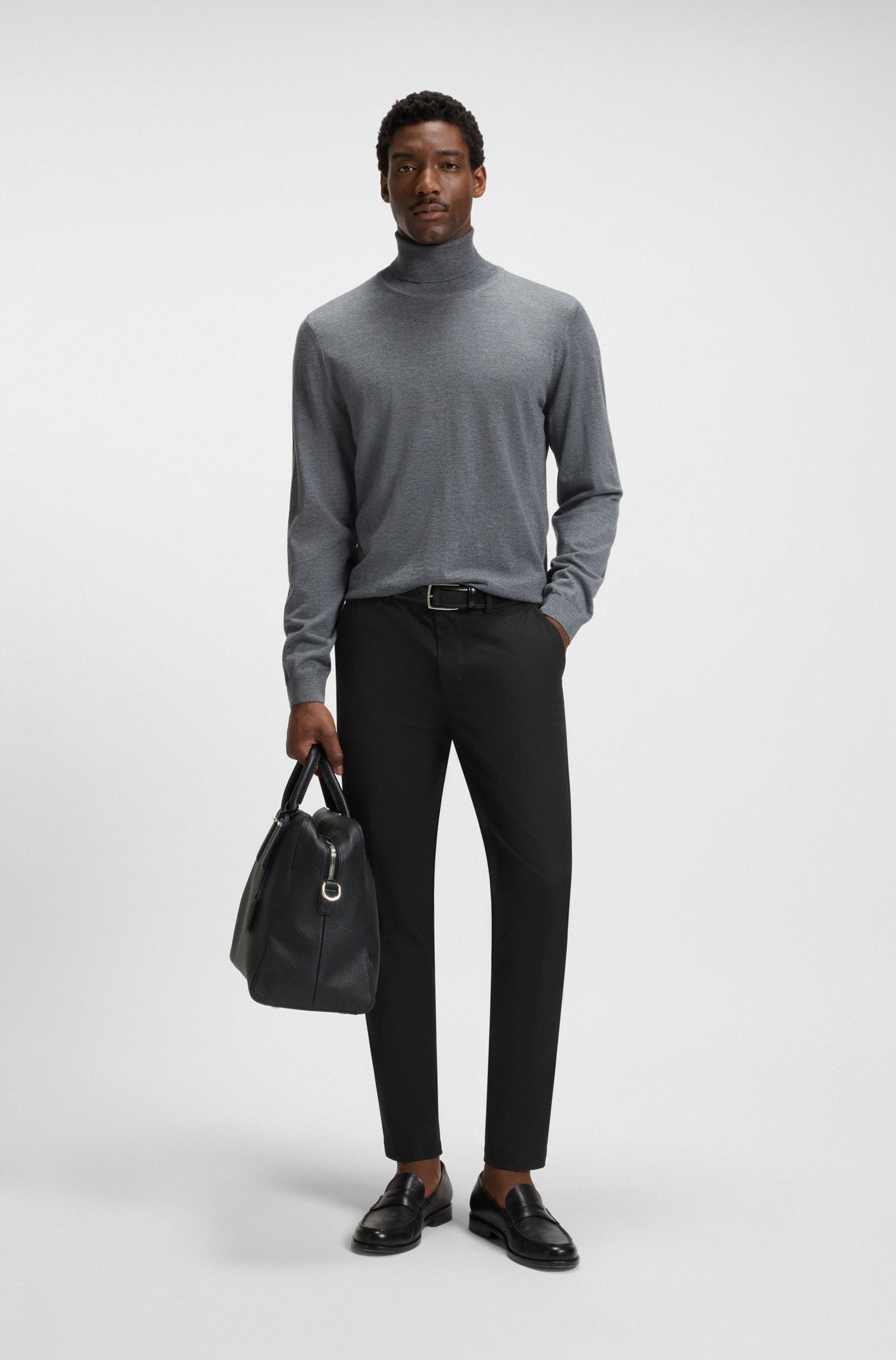 Slim-fit trousers in cotton-blend twill