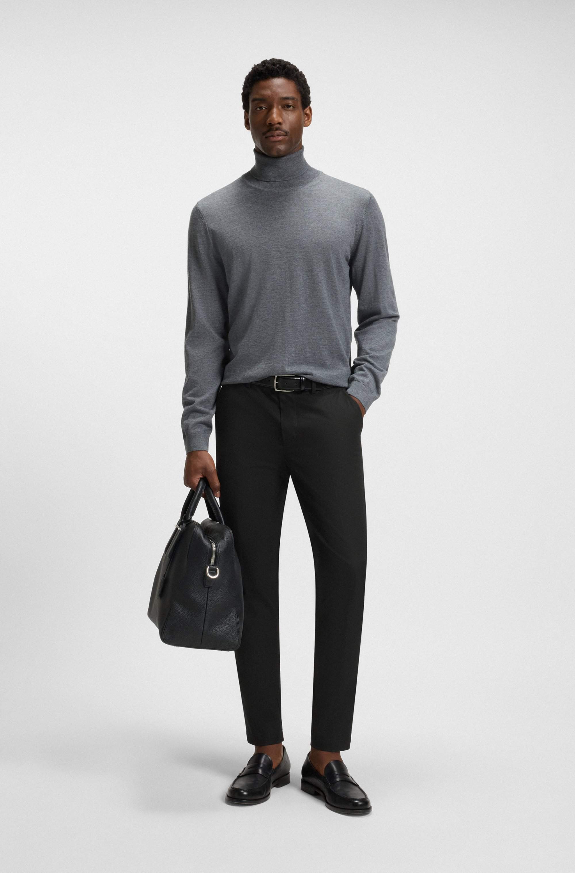 Slim-fit trousers in cotton-blend twill