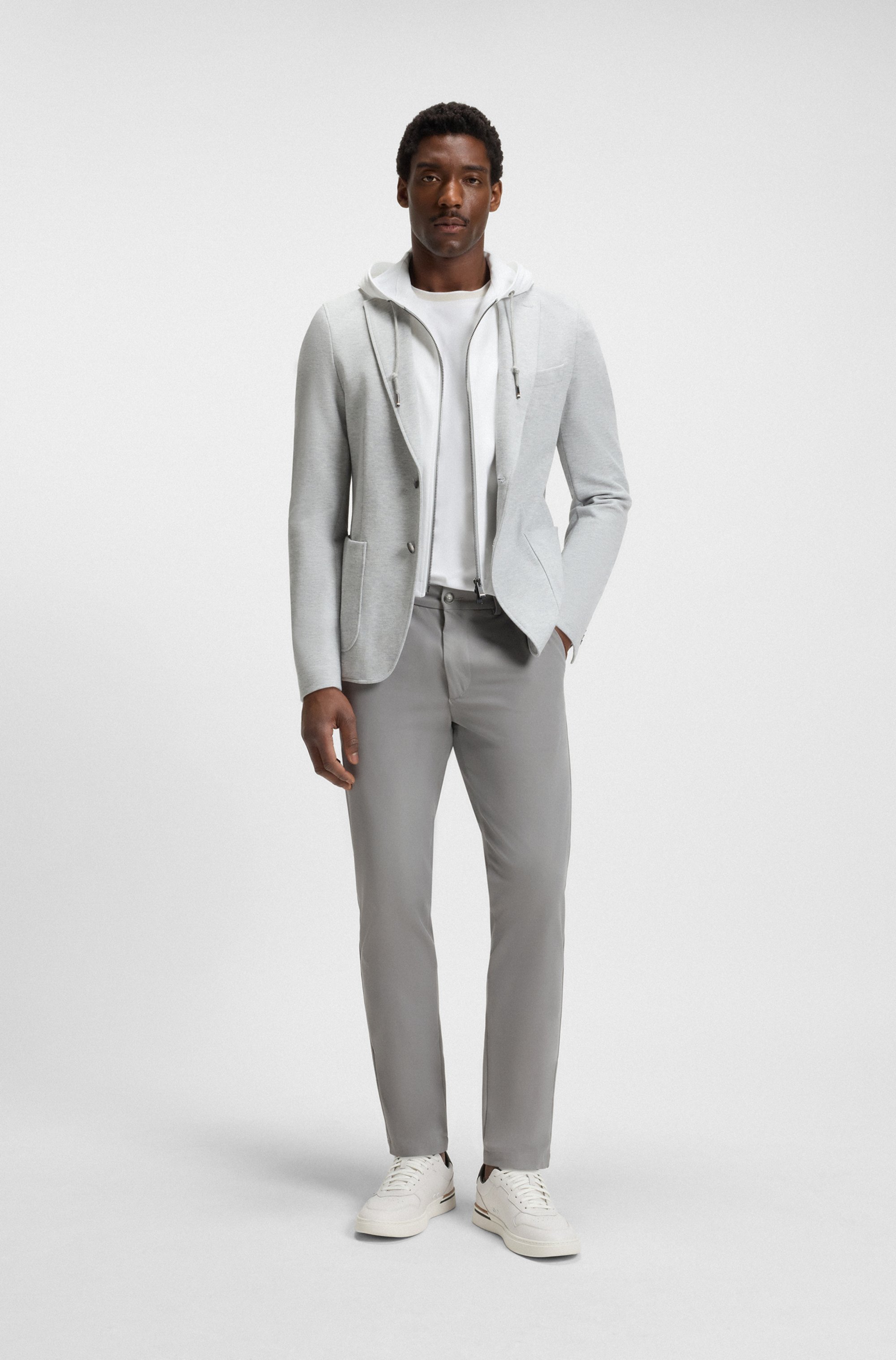 Slim-fit trousers in cotton-blend twill
