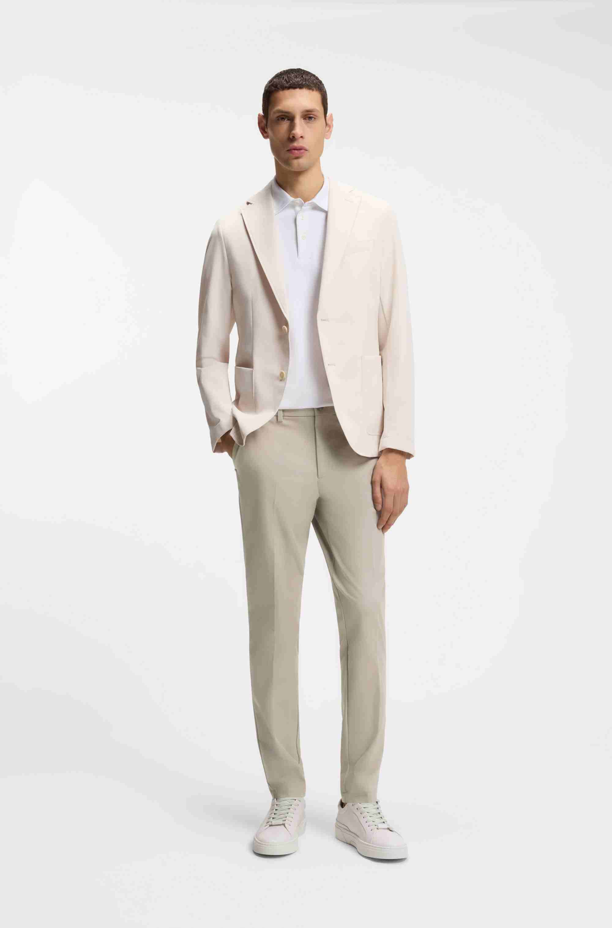 Slim-fit trousers in cotton-blend twill
