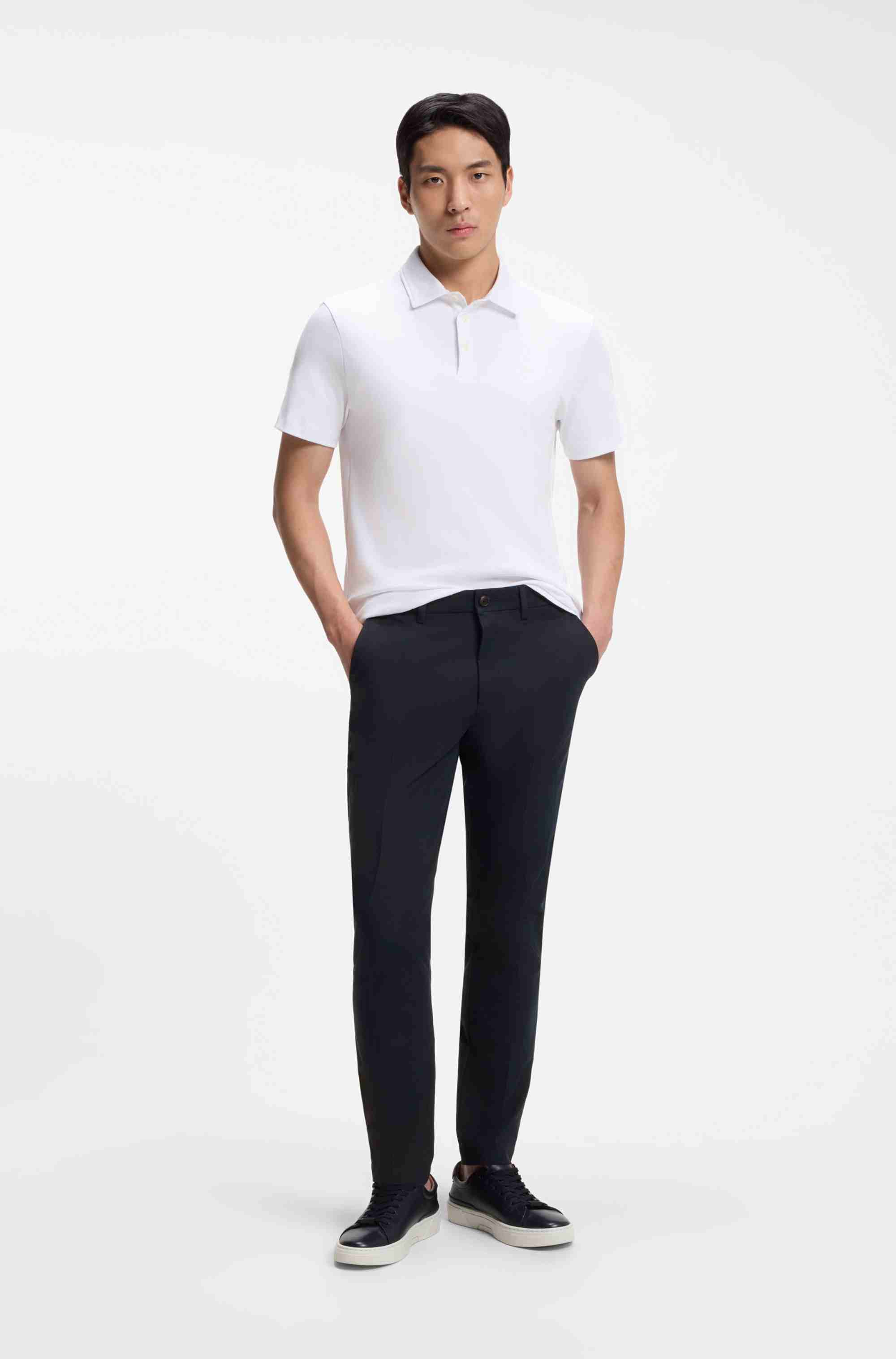Slim-fit trousers in cotton-blend twill