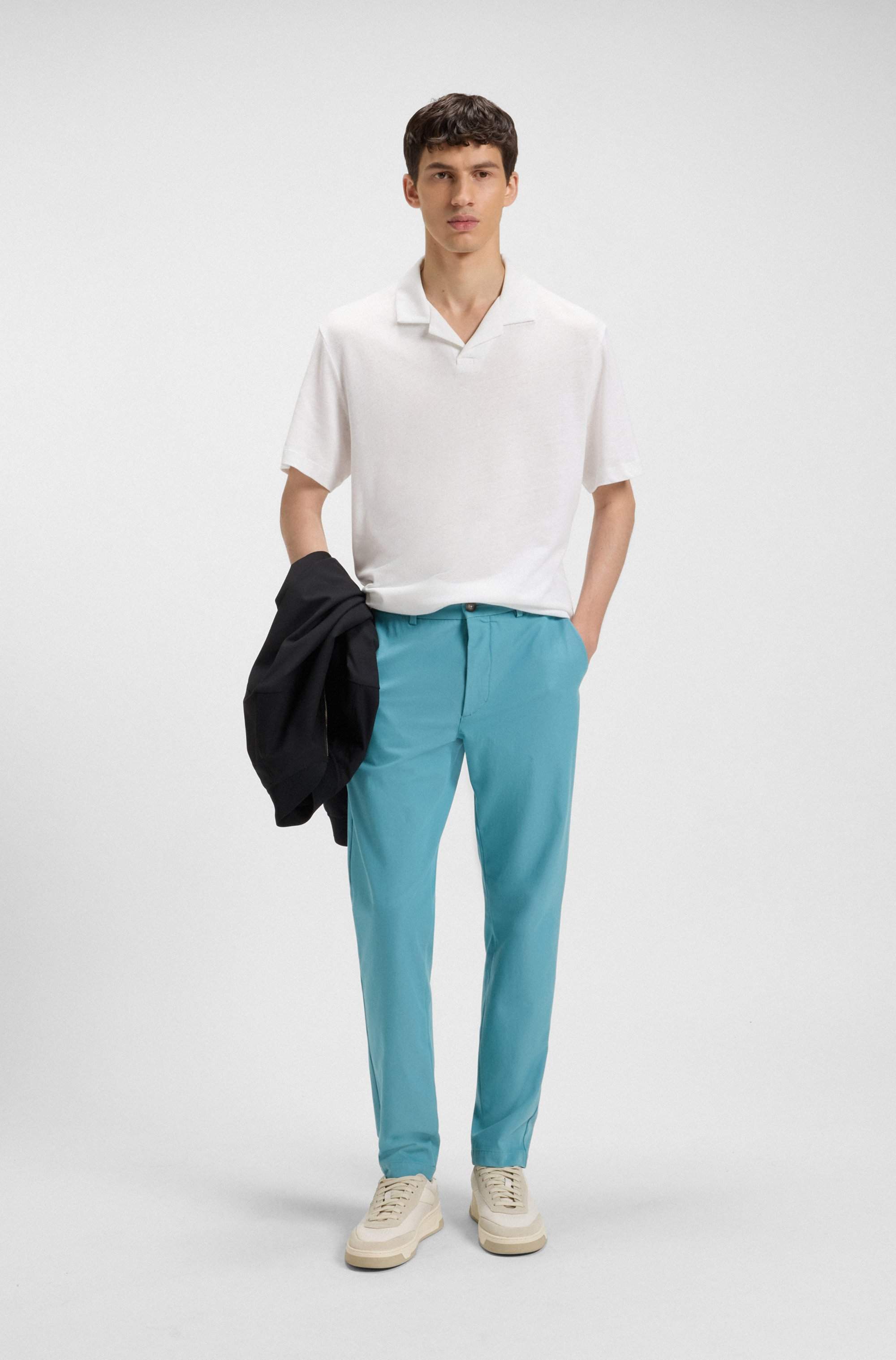 Slim-fit trousers in cotton-blend twill