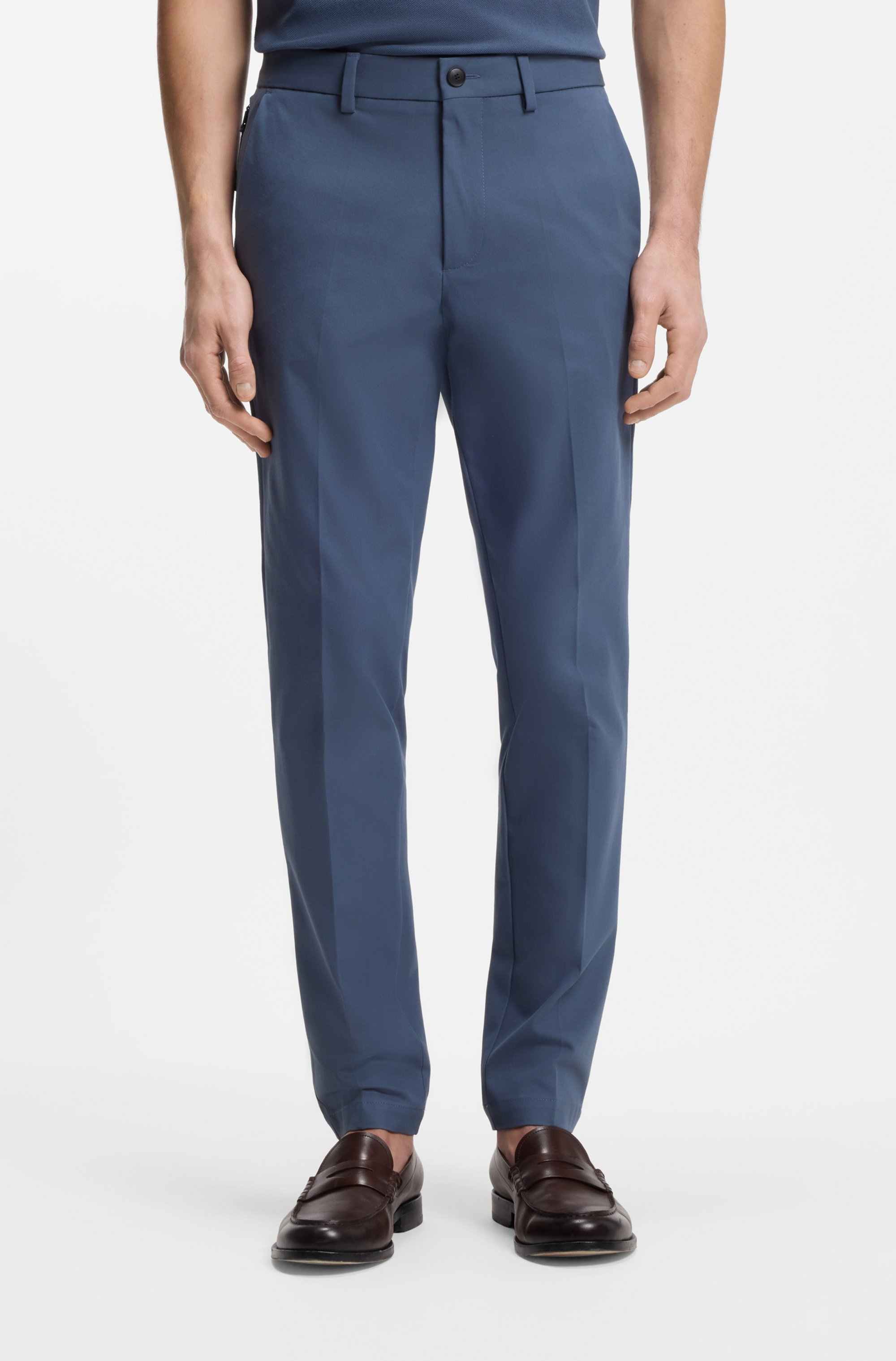 Slim-fit trousers in cotton-blend twill