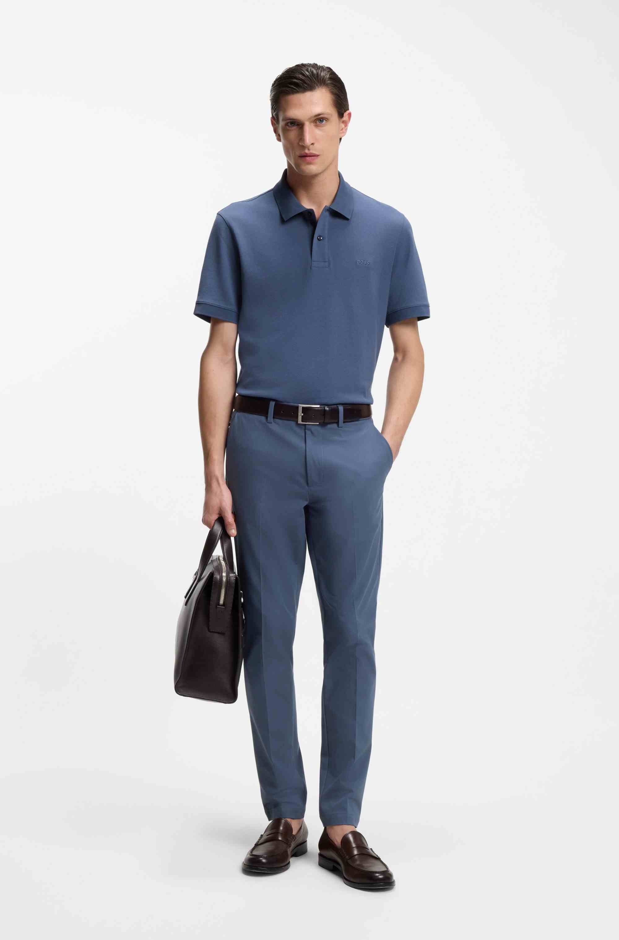 Slim-fit trousers in cotton-blend twill