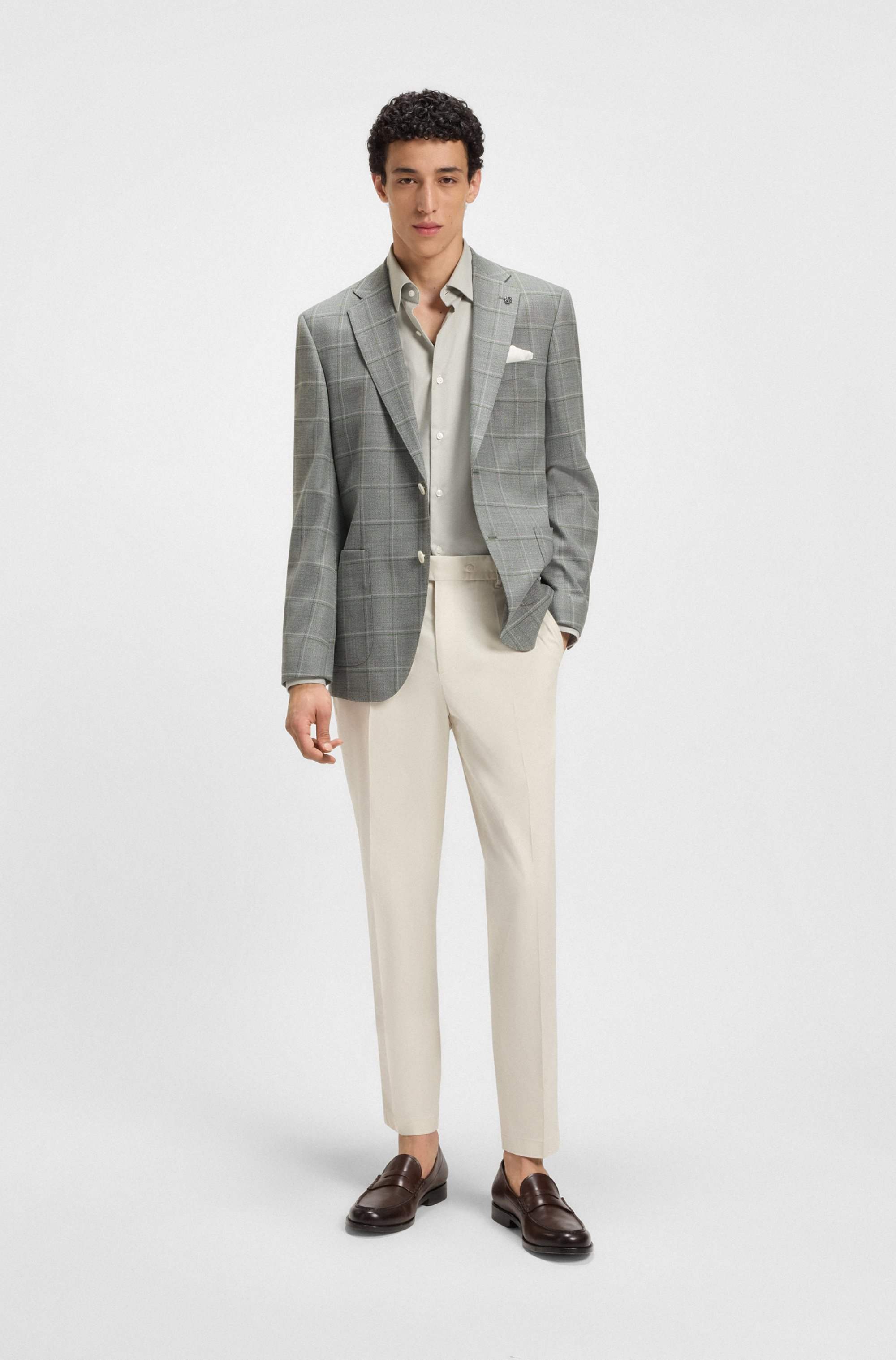Machine-washable tapered-fit trousers in stretch fabric