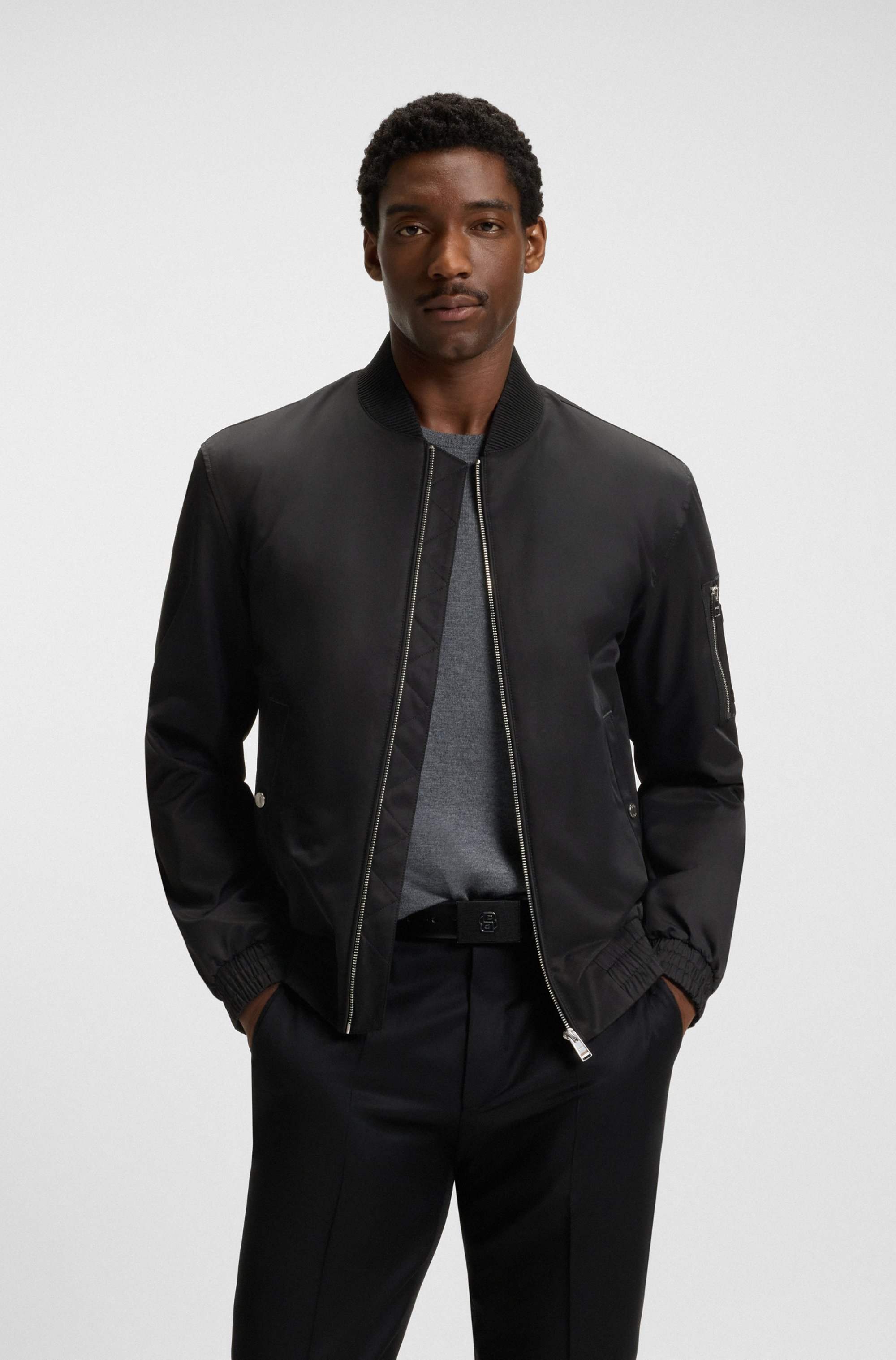 Water-repellent jacket with Double B monogram trim
