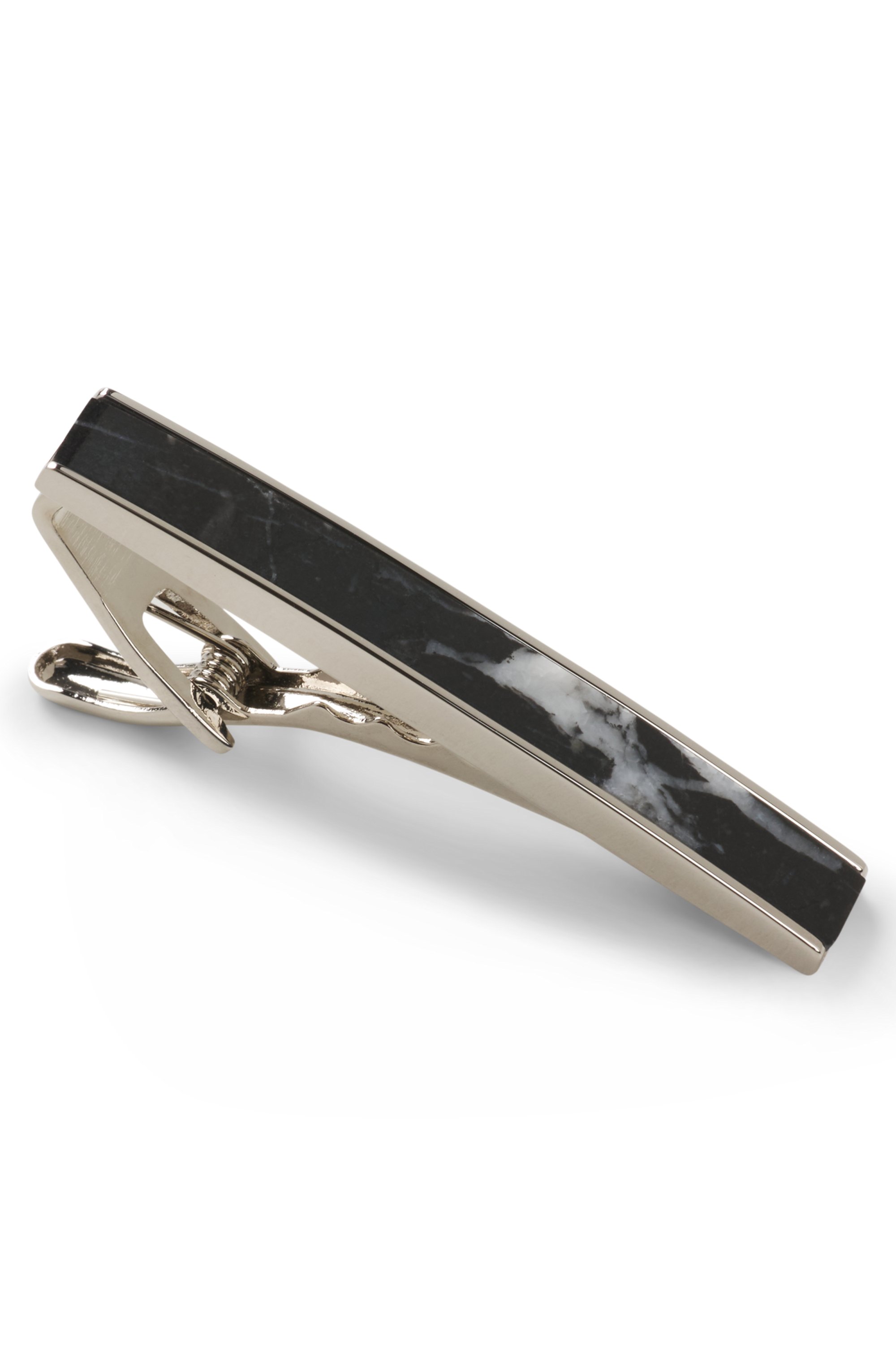 Brass tie clip with marble insert