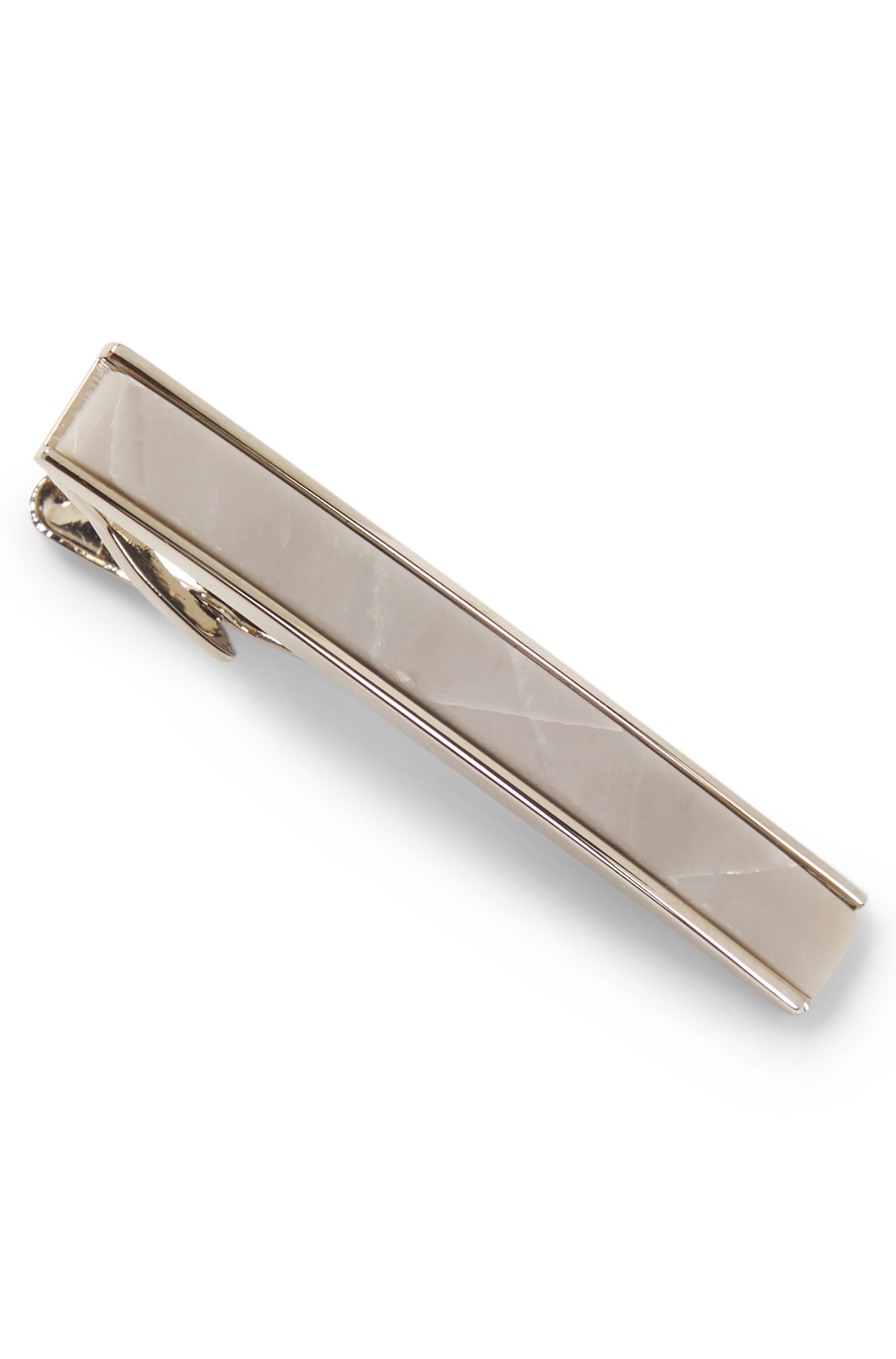 Brass tie clip with marble insert