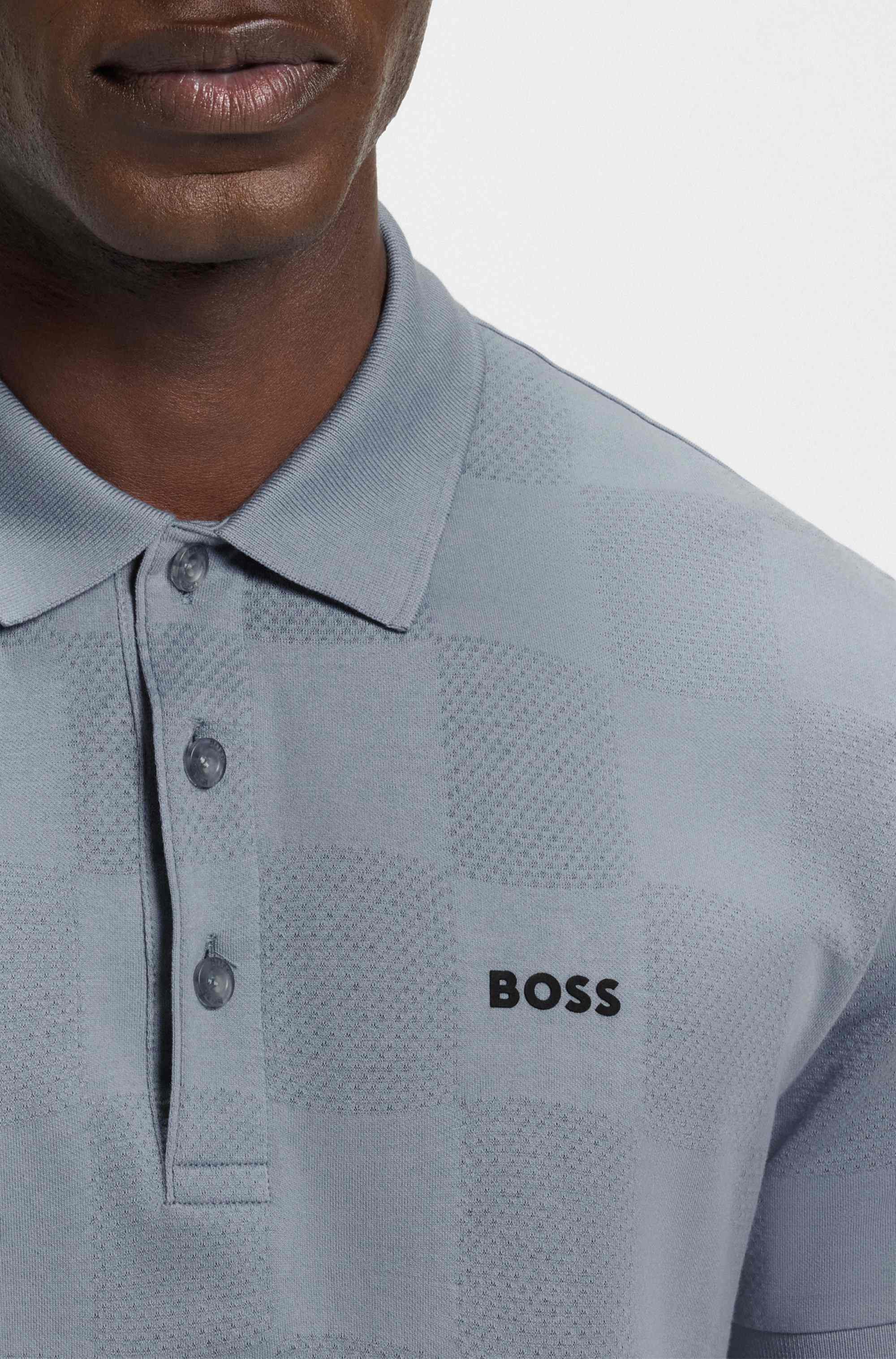 Cotton polo shirt with jacquard body-mapping
