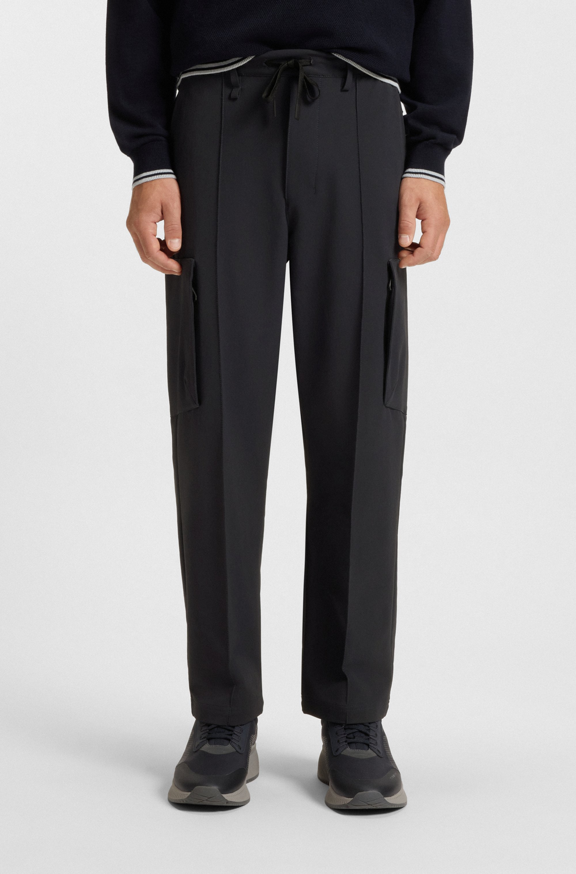 Cargo trousers with pintuck pleats