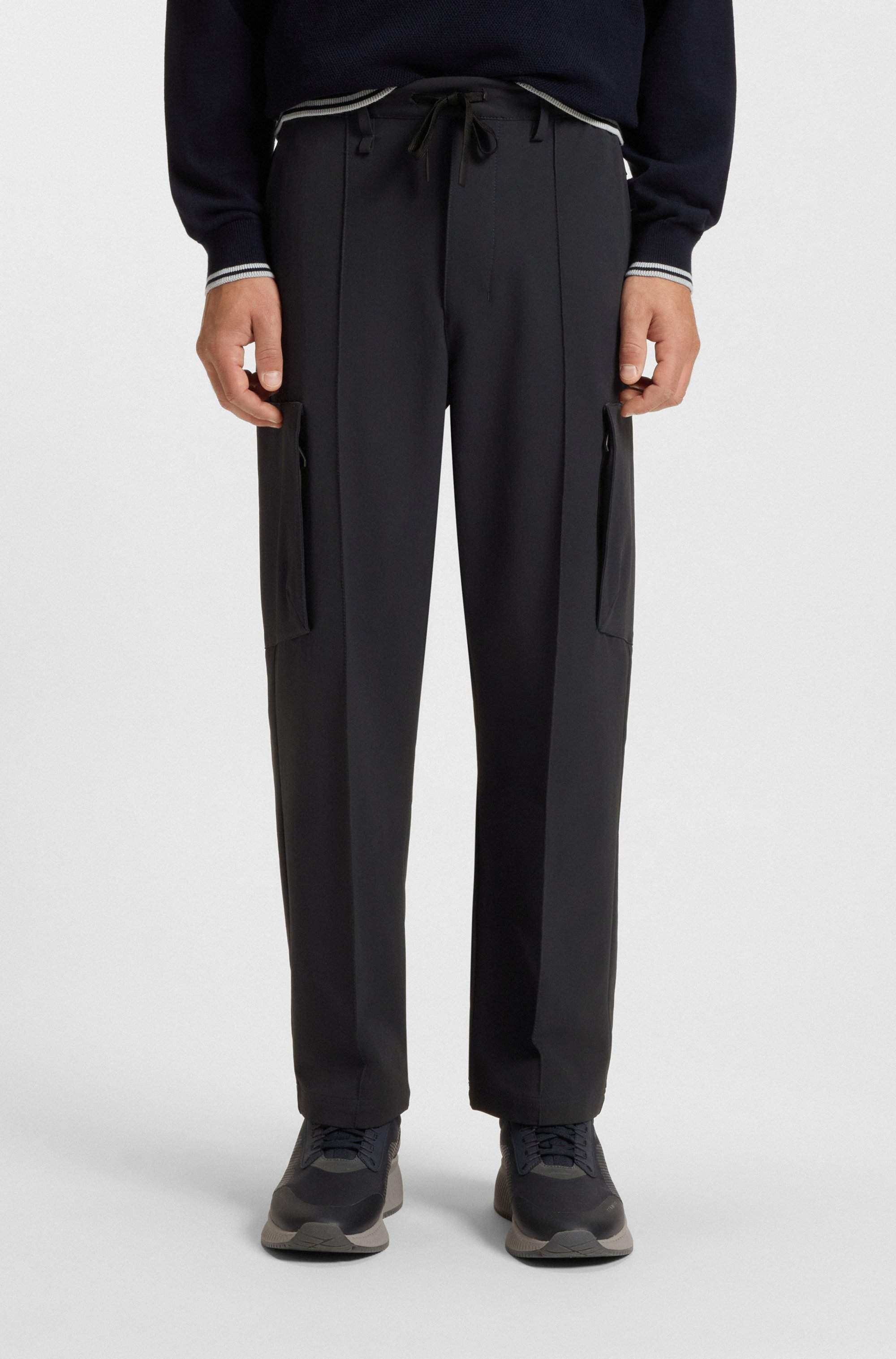 Cargo trousers with pintuck pleats