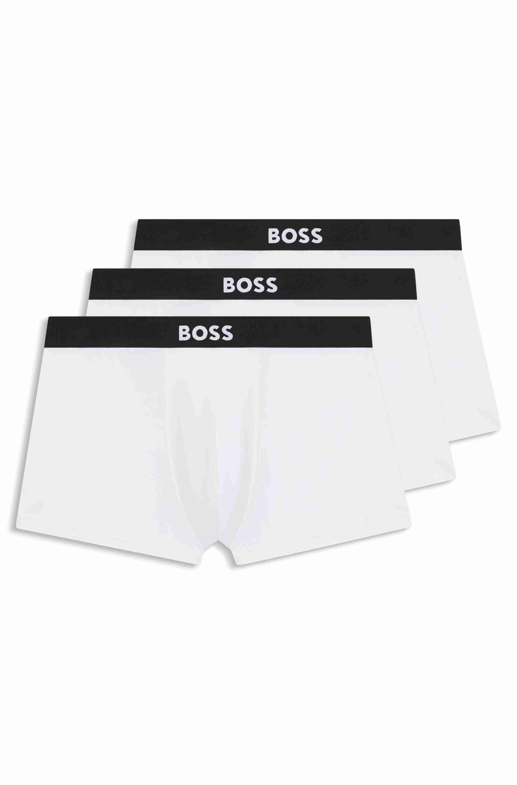 Three-pack of stretch-cotton trunks with logo waistbands