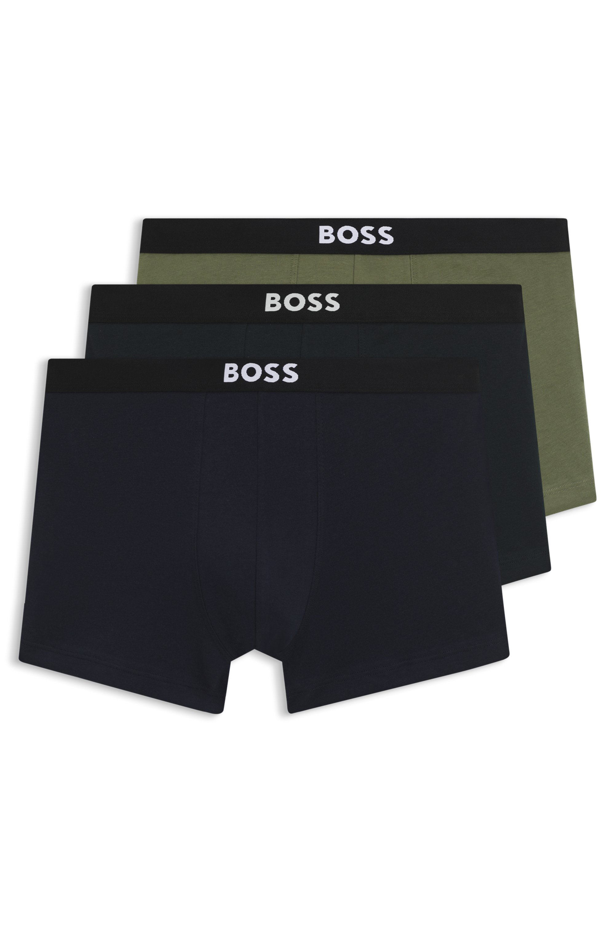 Three-pack of stretch-cotton trunks with logo waistbands