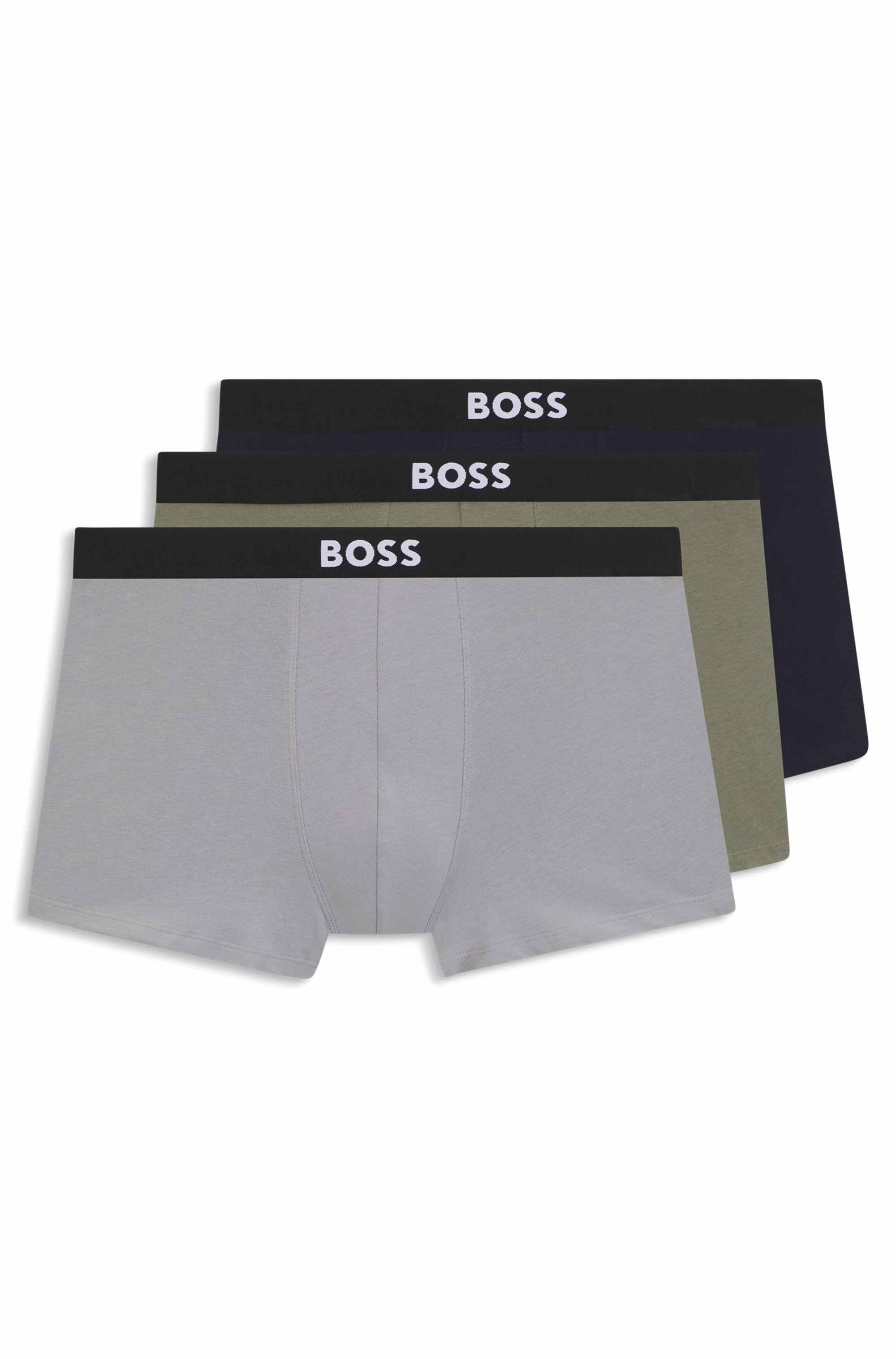 Three-pack of stretch-cotton trunks with logo waistbands