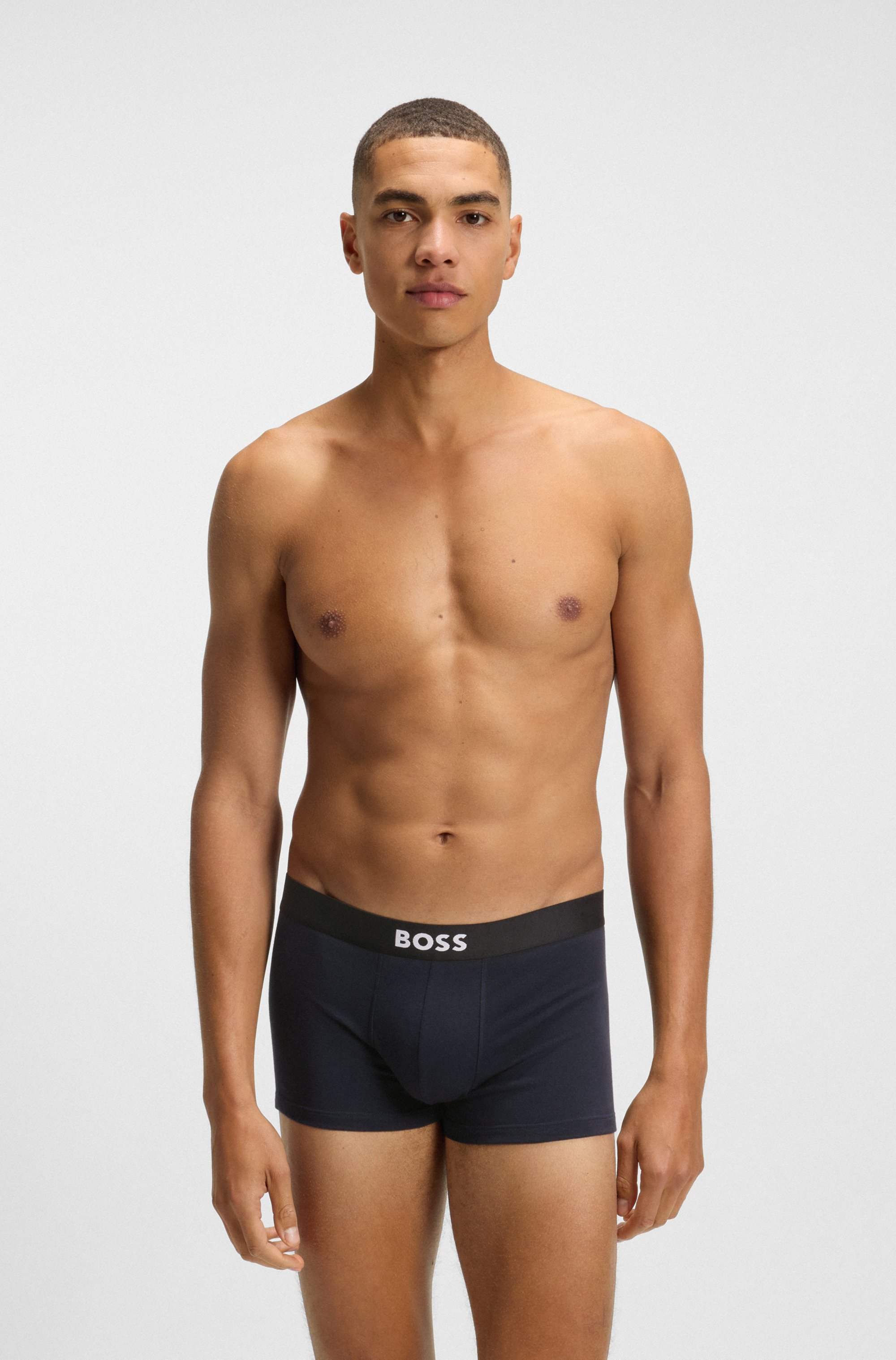 Three-pack of stretch-cotton trunks with logo waistbands