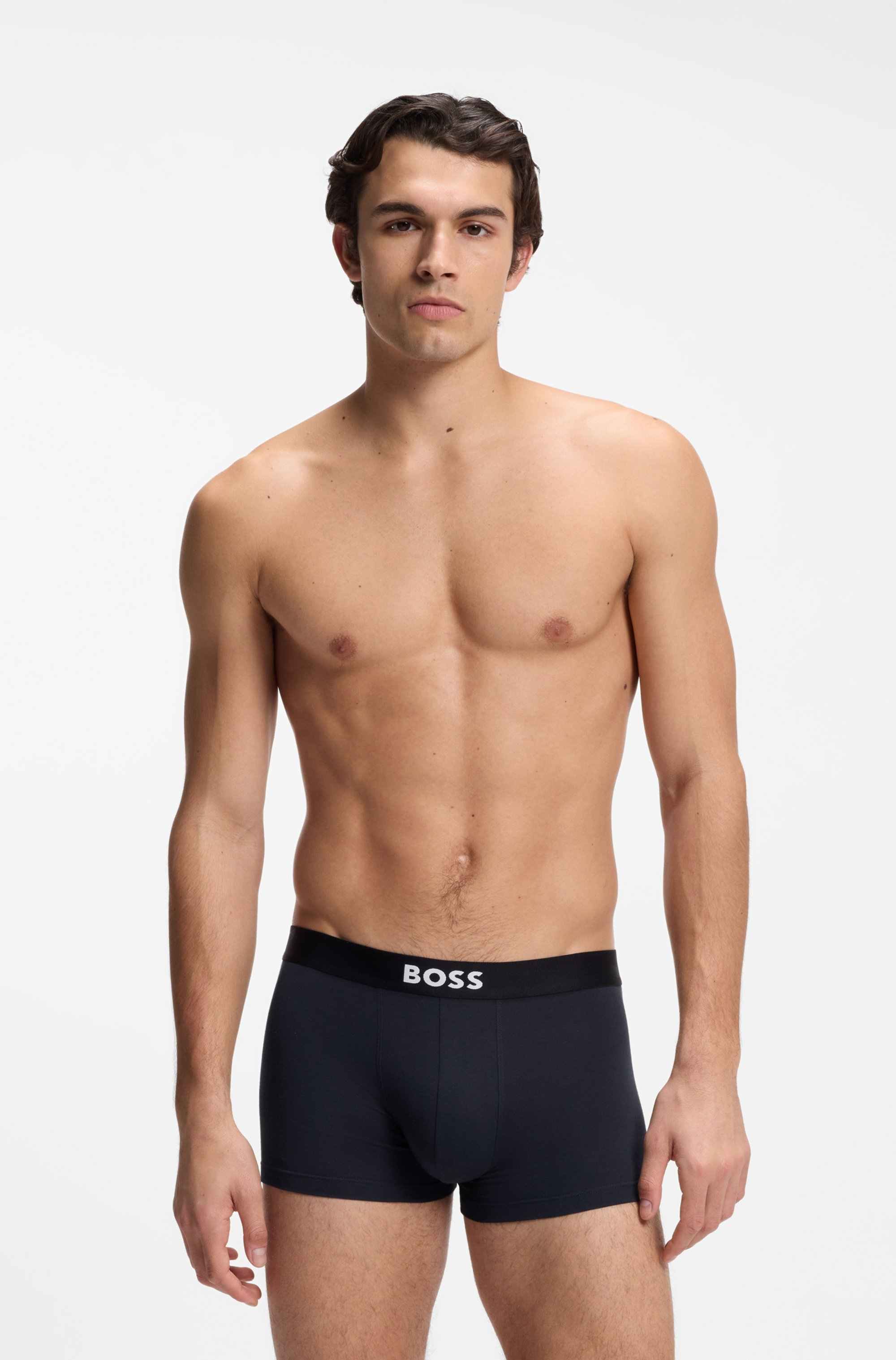 Three-pack of trunks in stretch cotton