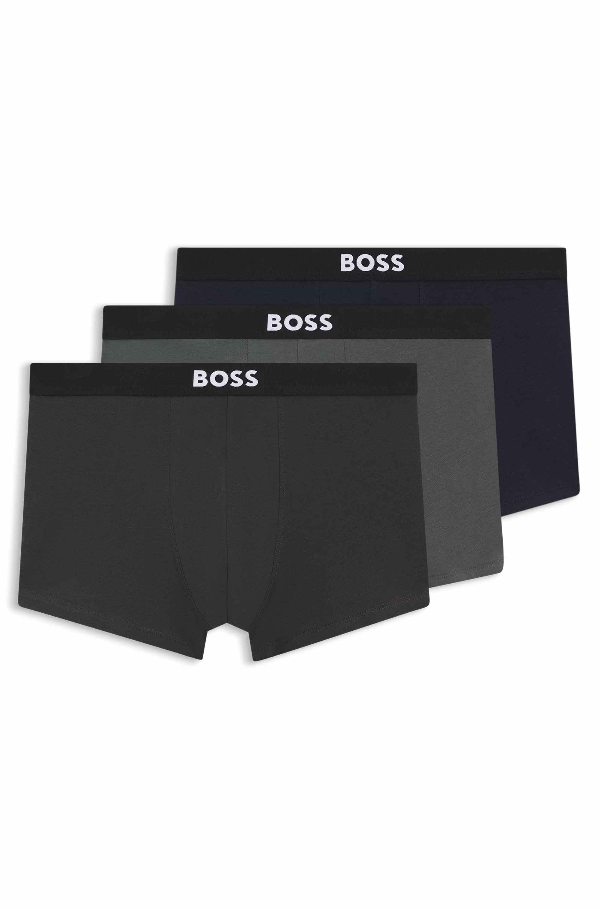 Three-pack of trunks in stretch cotton