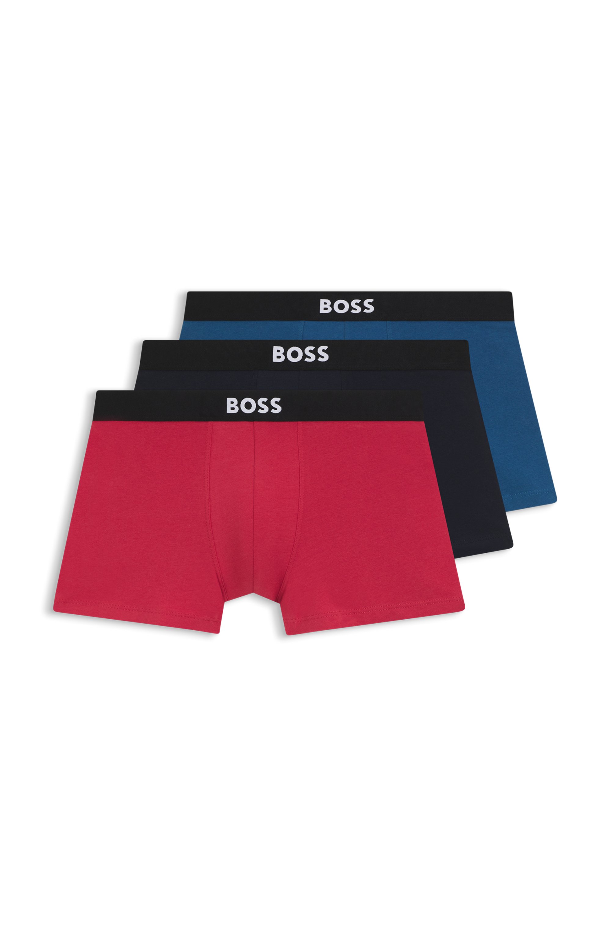 Three-pack of stretch-cotton trunks with logo waistbands