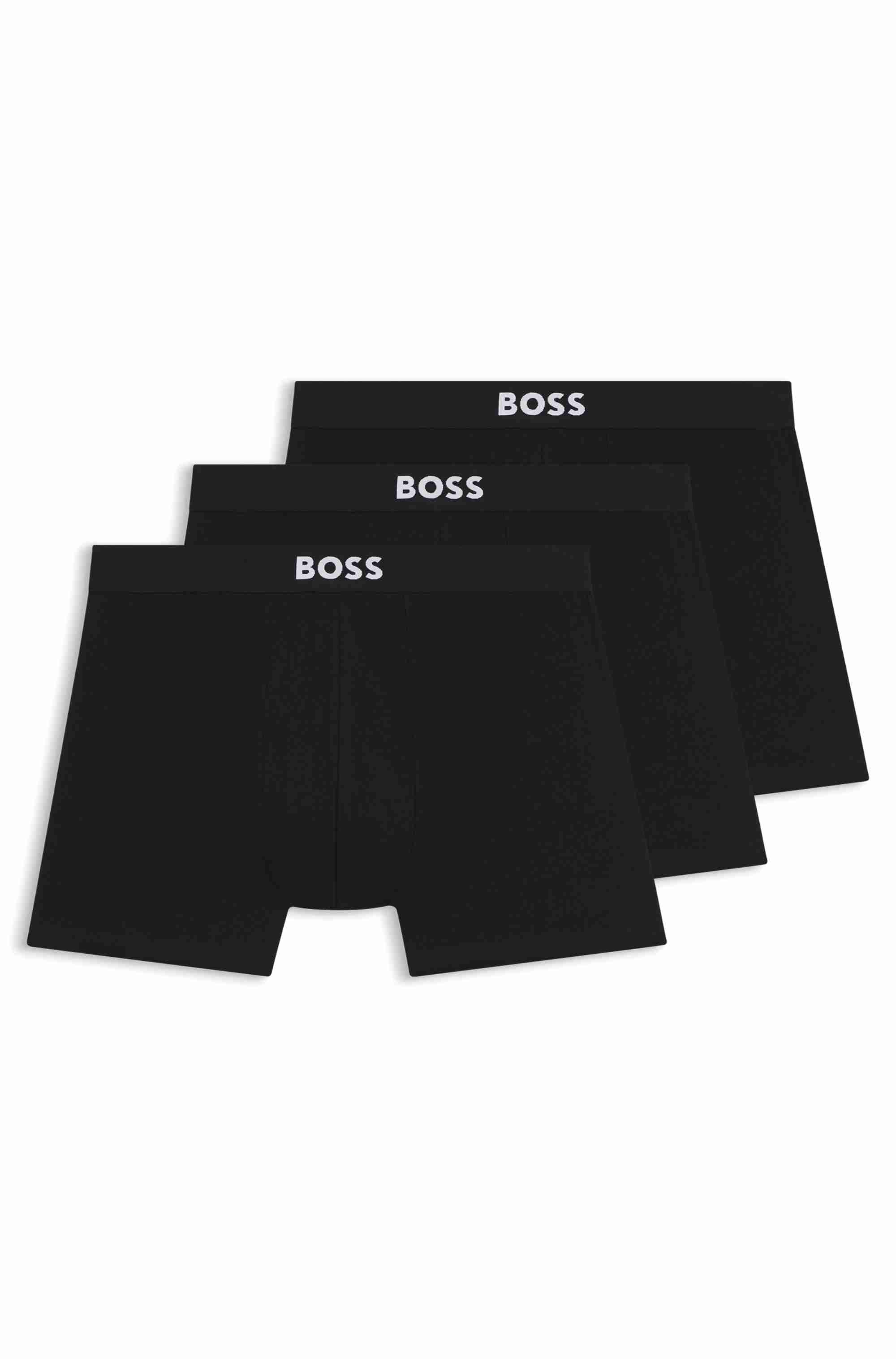 Three-pack of logo-waistband boxer briefs in stretch cotton