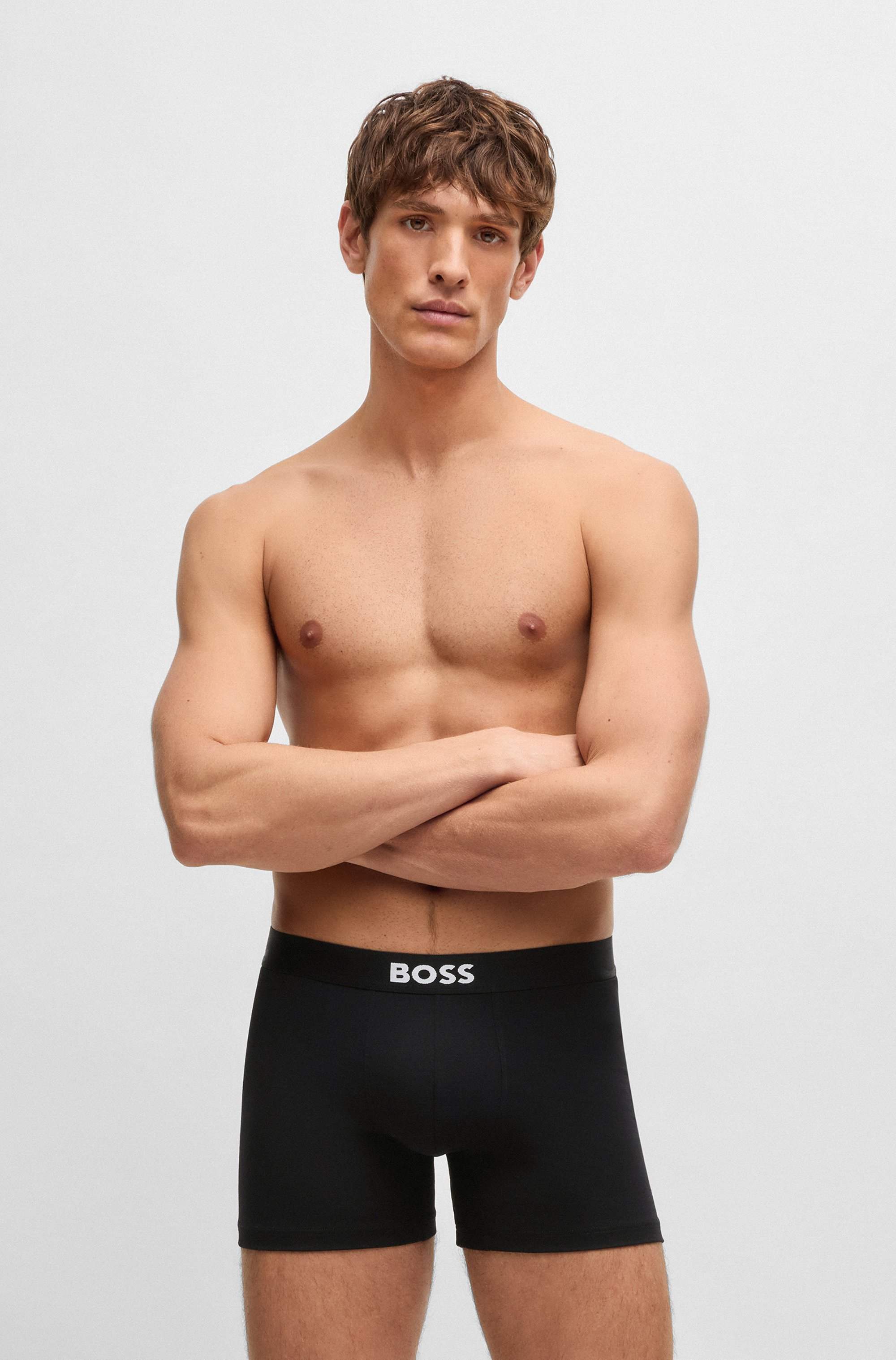 Three-pack of logo-waistband boxer briefs in stretch cotton