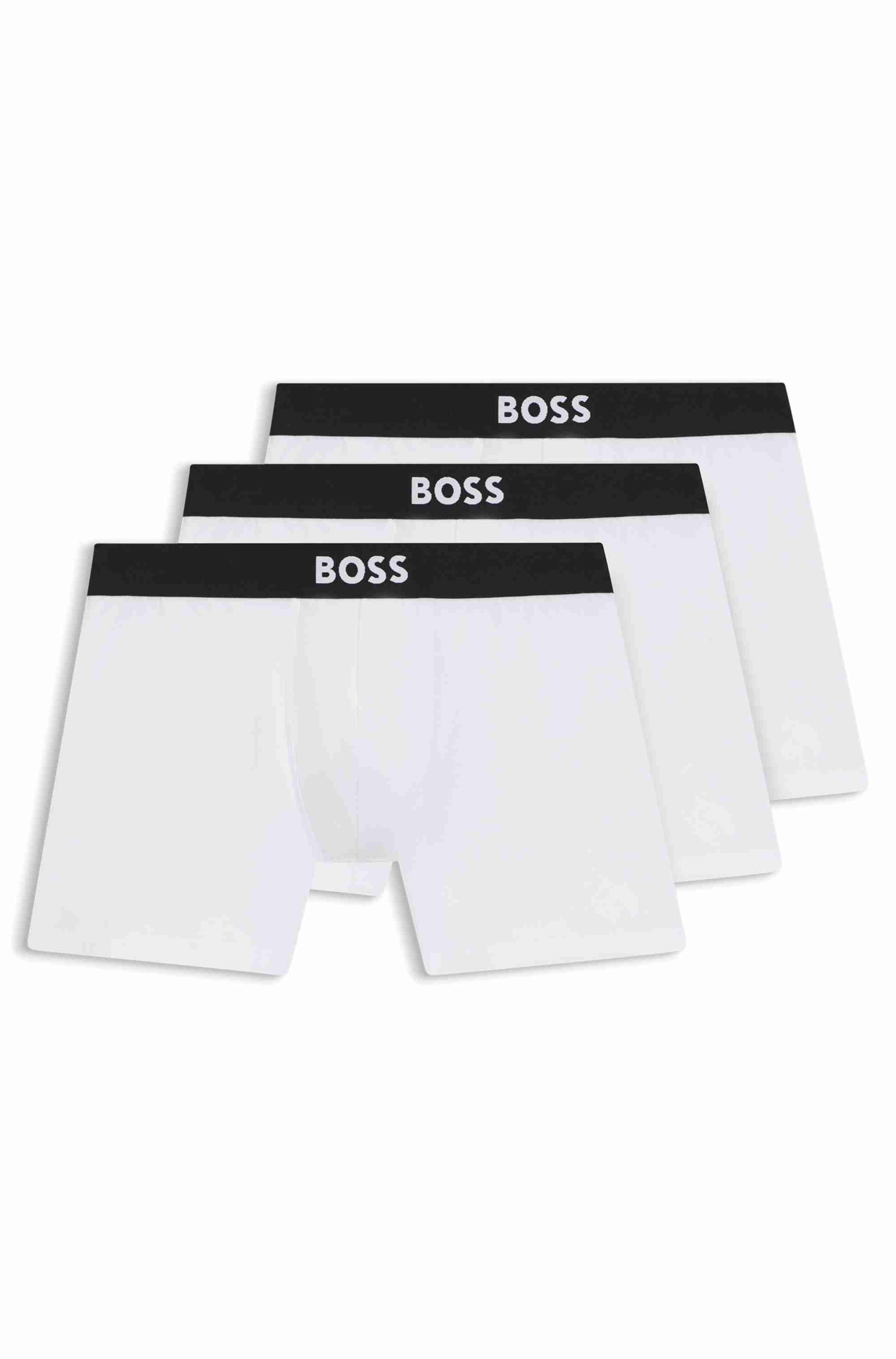 Three-pack of logo-waistband boxer briefs in stretch cotton