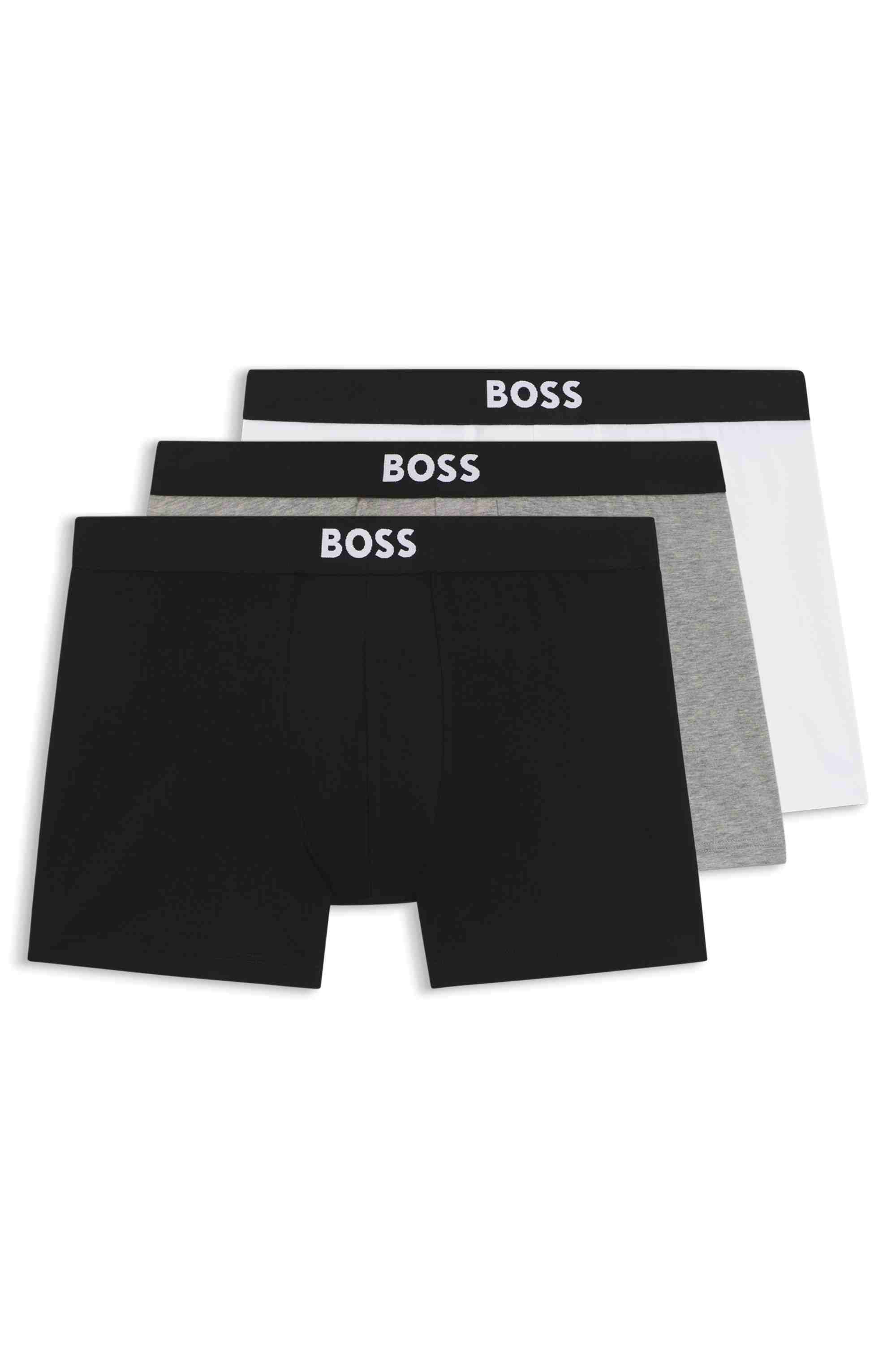 Three-pack of logo-waistband boxer briefs in stretch cotton