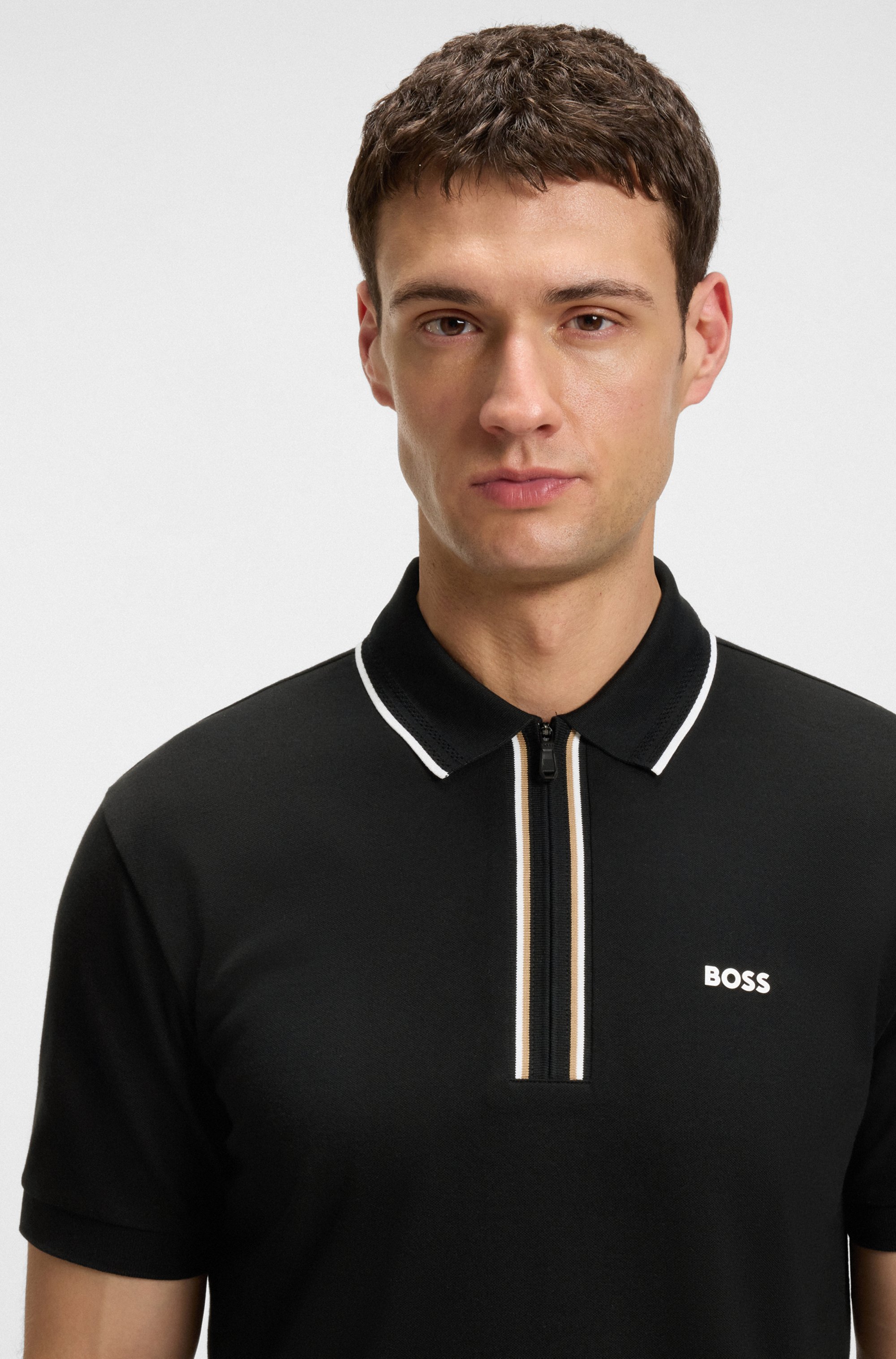 Slim-fit polo shirt in quick-dry stretch cotton