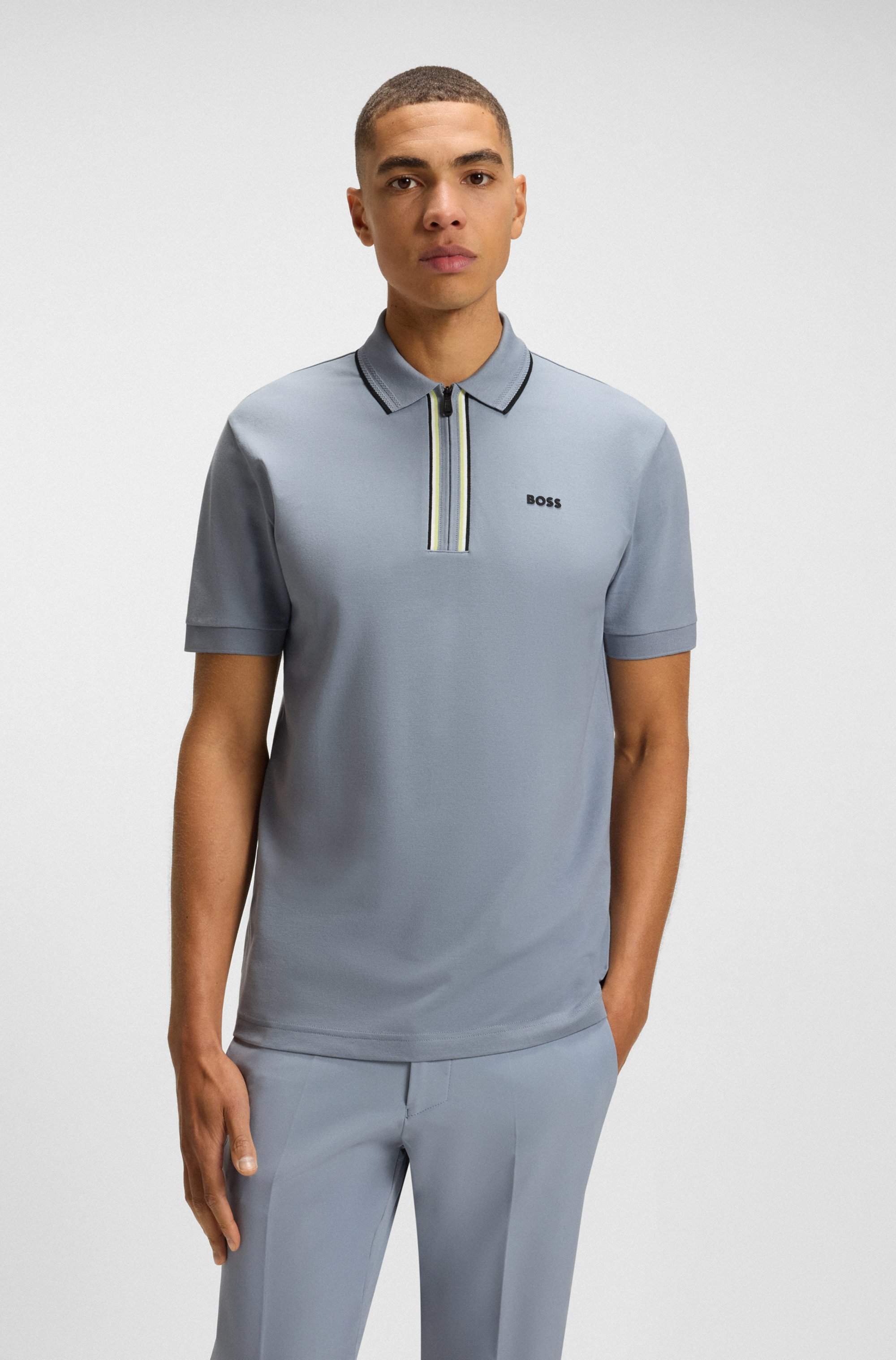 Slim-fit polo shirt in quick-dry stretch cotton
