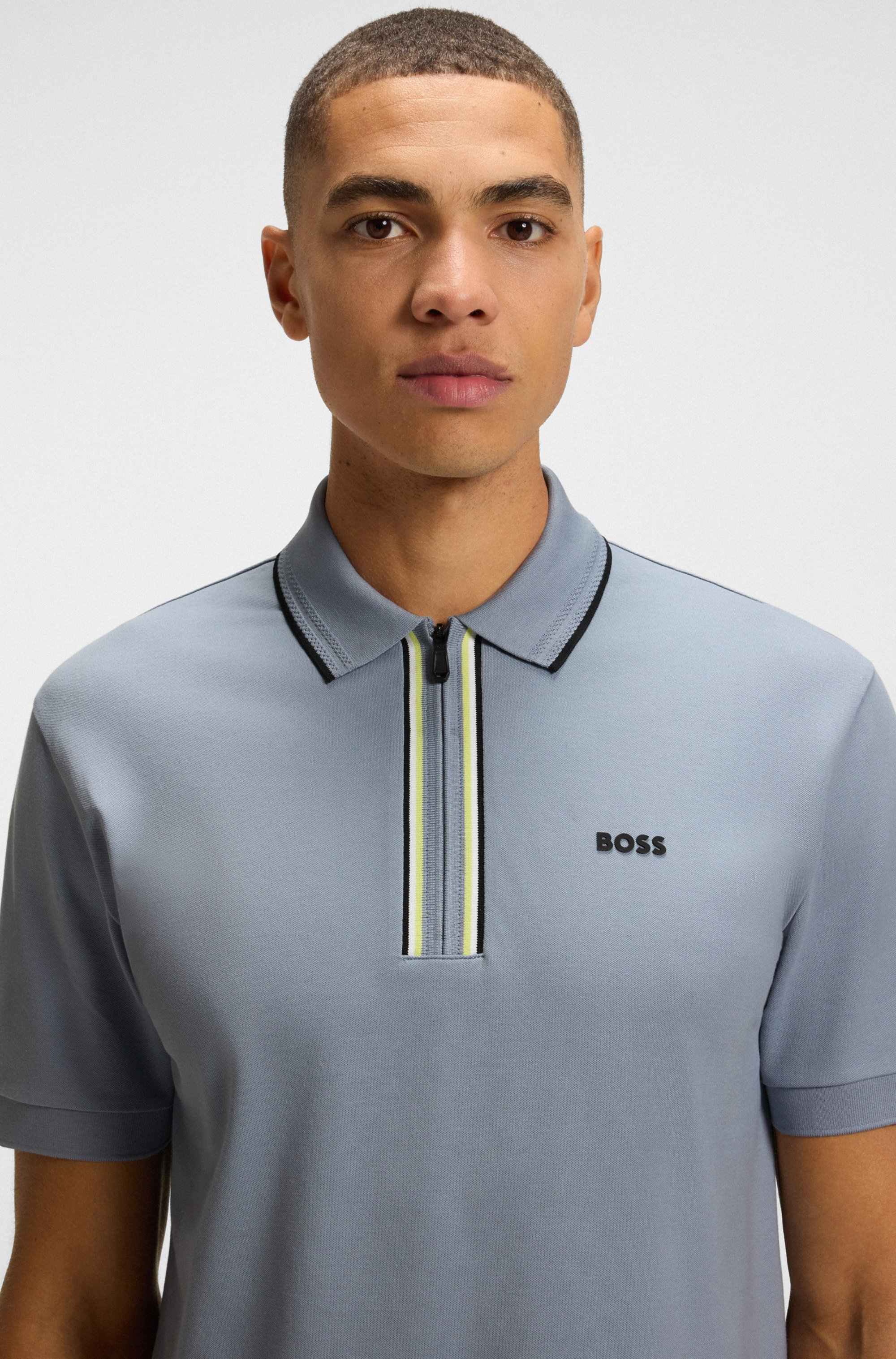 Slim-fit polo shirt in quick-dry stretch cotton