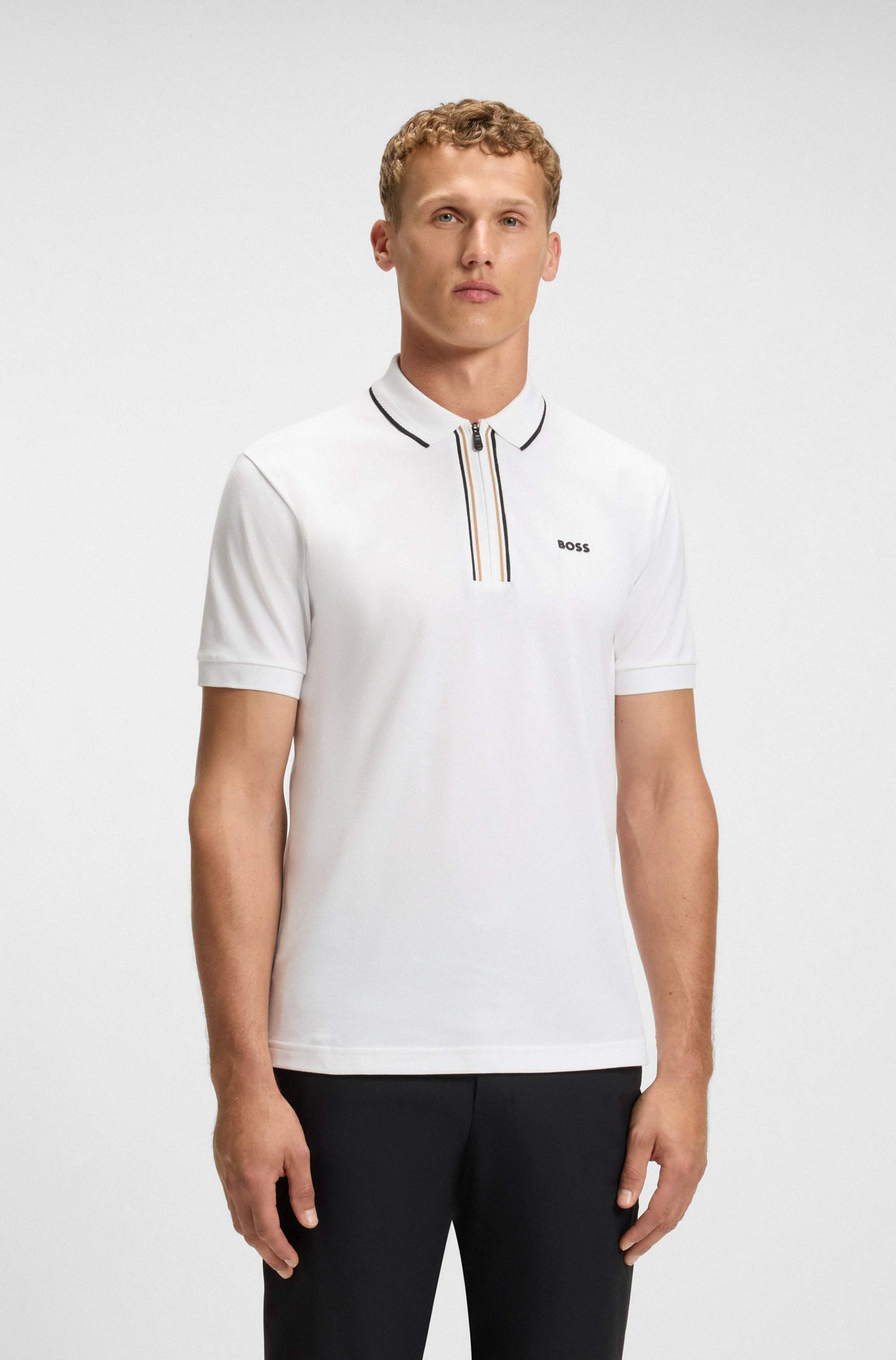 Slim-fit polo shirt in quick-dry stretch cotton