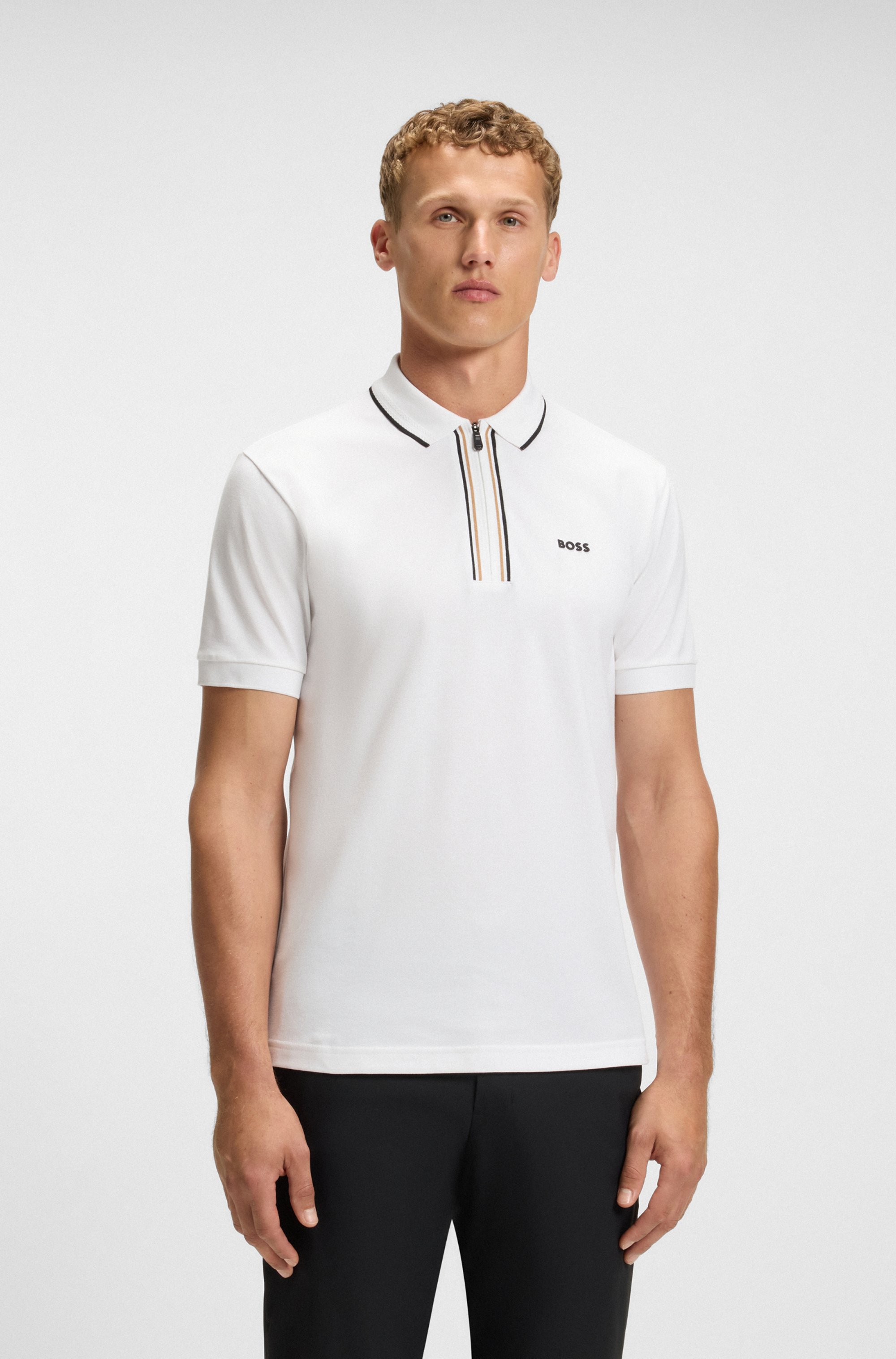 Slim-fit polo shirt in quick-dry stretch cotton