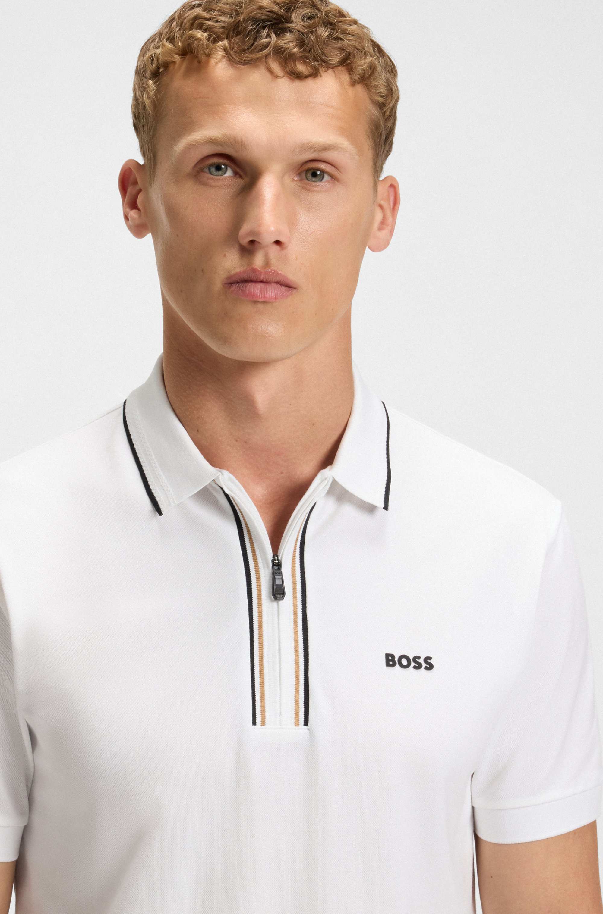 Slim-fit polo shirt in quick-dry stretch cotton