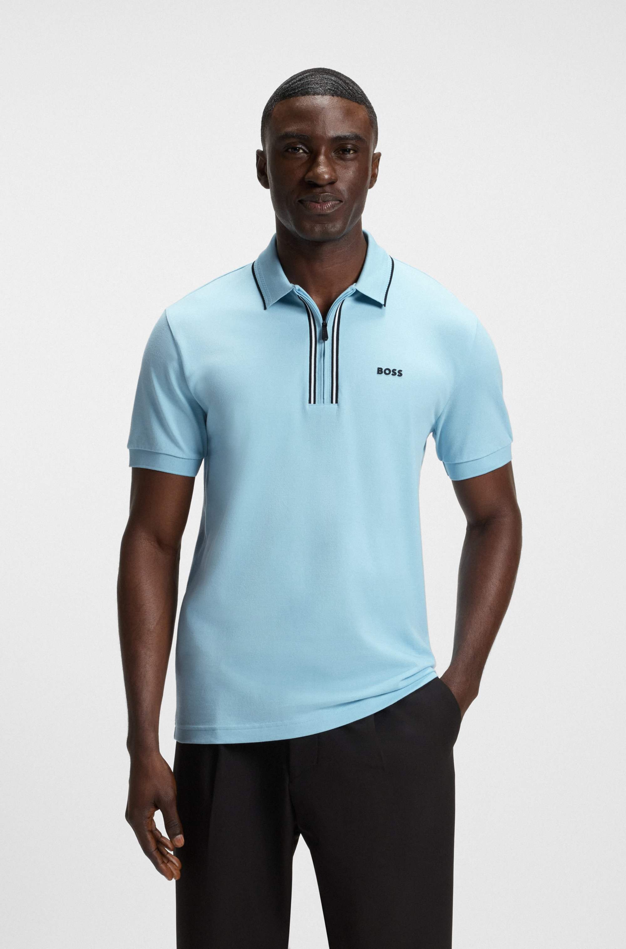 Slim-fit polo shirt in quick-dry stretch cotton