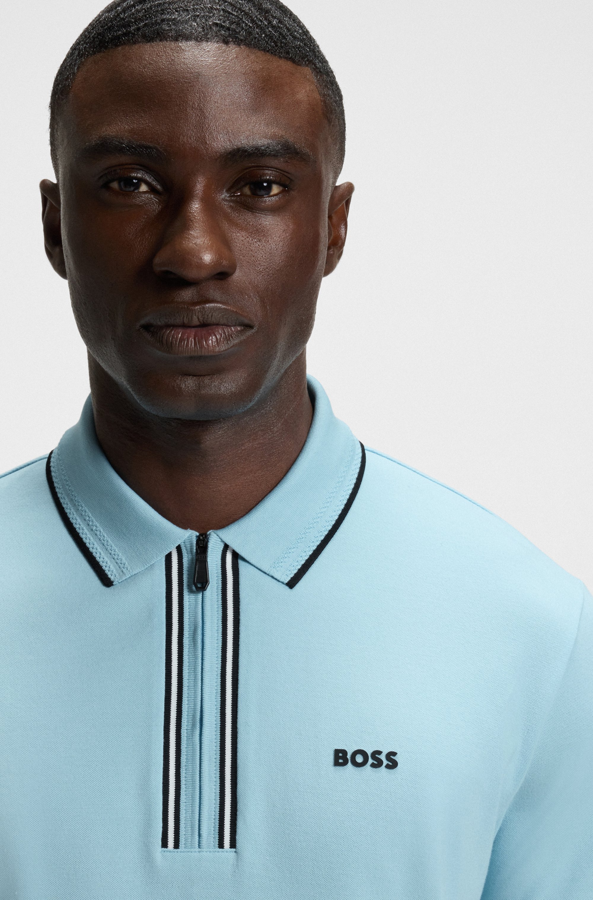 Slim-fit polo shirt in quick-dry stretch cotton