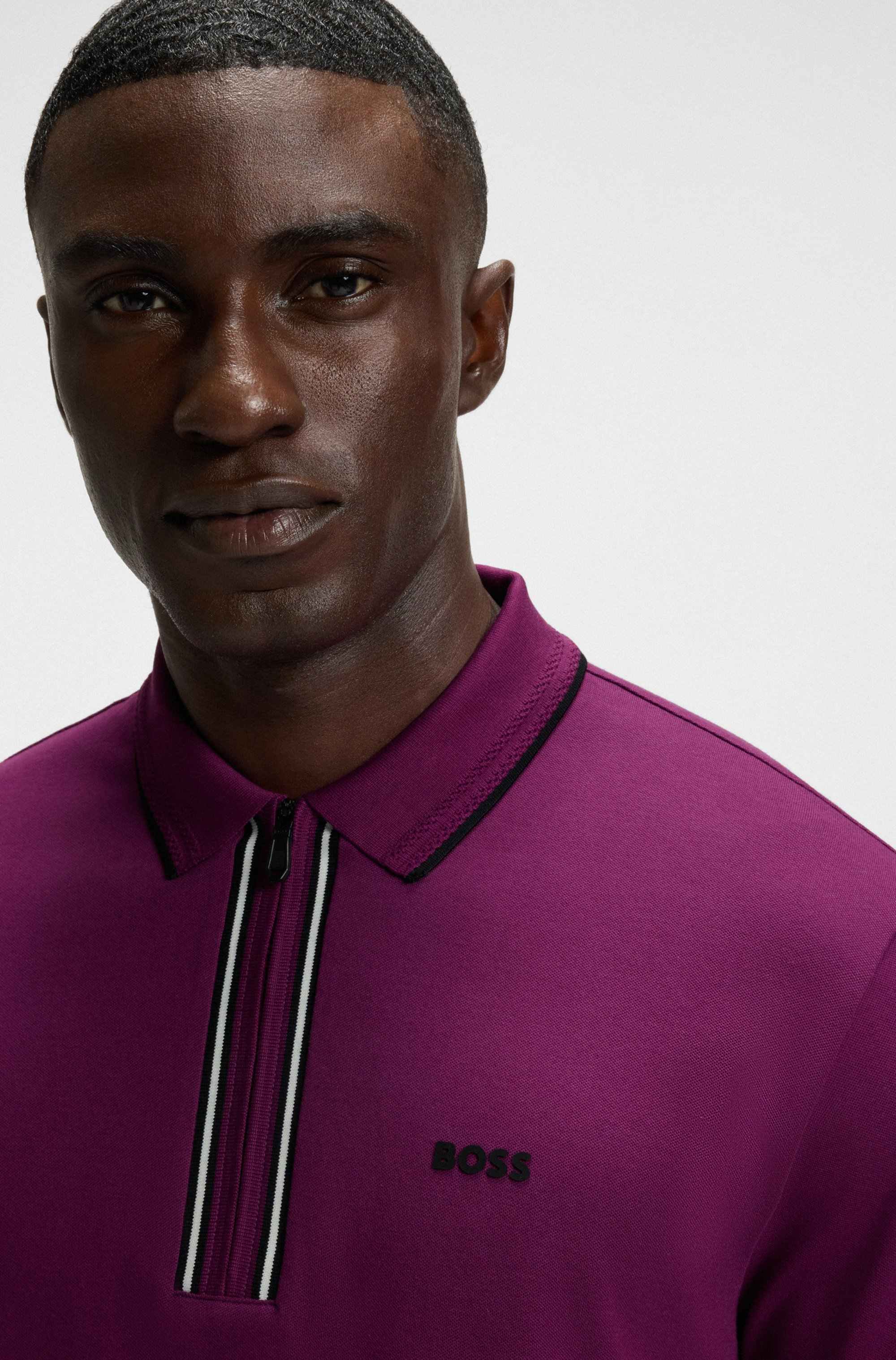 Slim-fit polo shirt in quick-dry stretch cotton