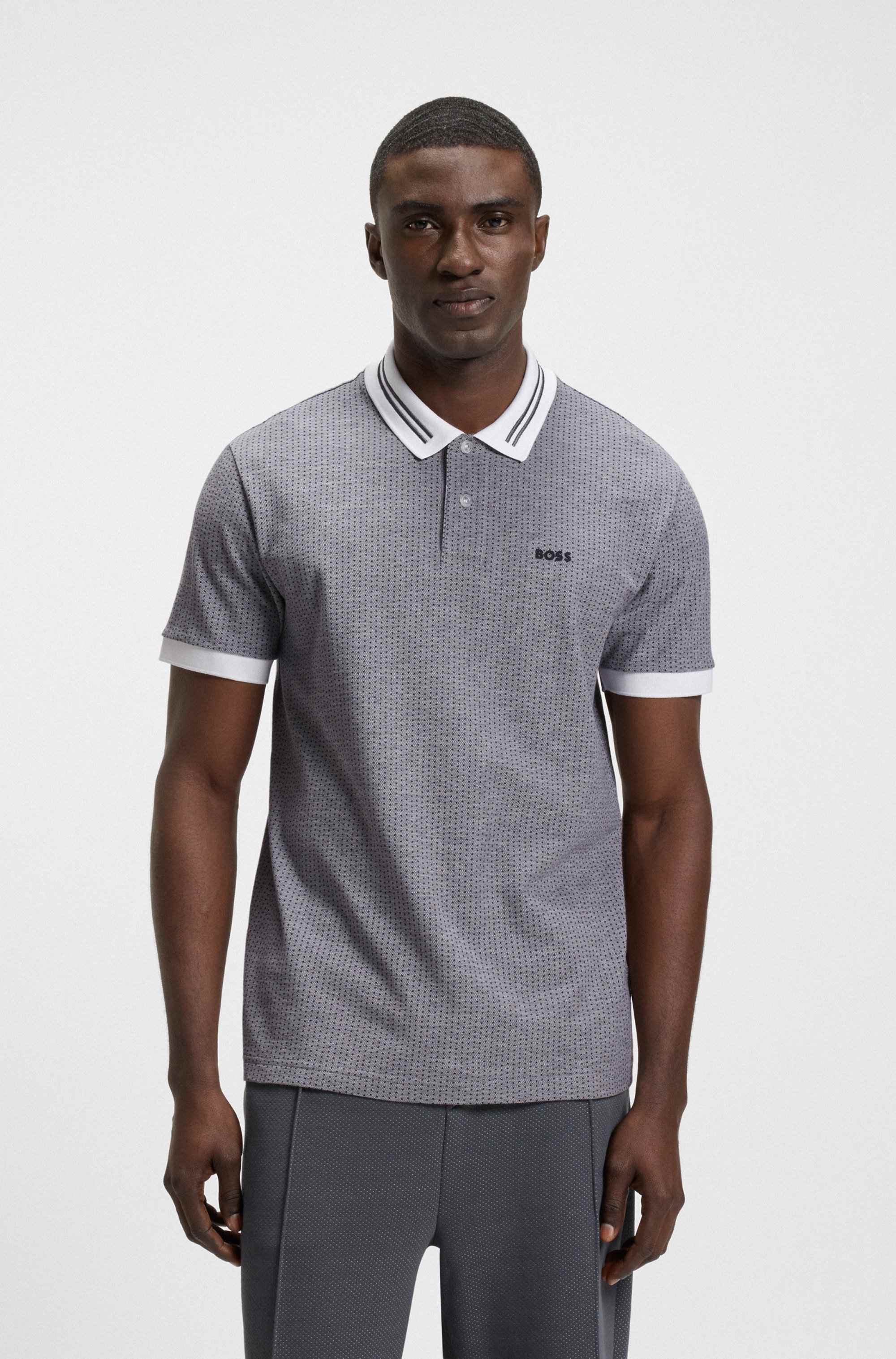 Cotton-piqué polo shirt with dot print