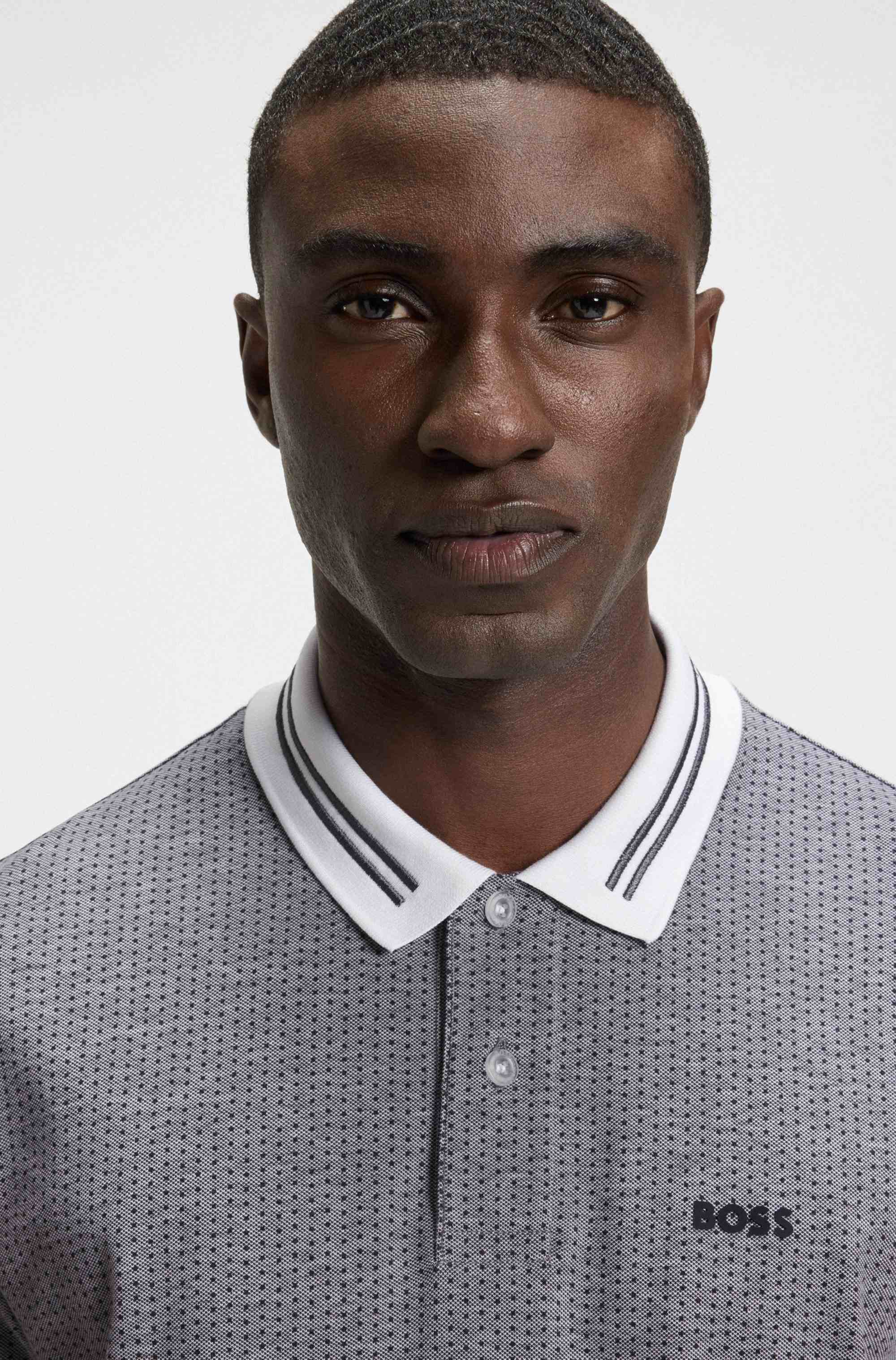 Cotton-piqué polo shirt with dot print