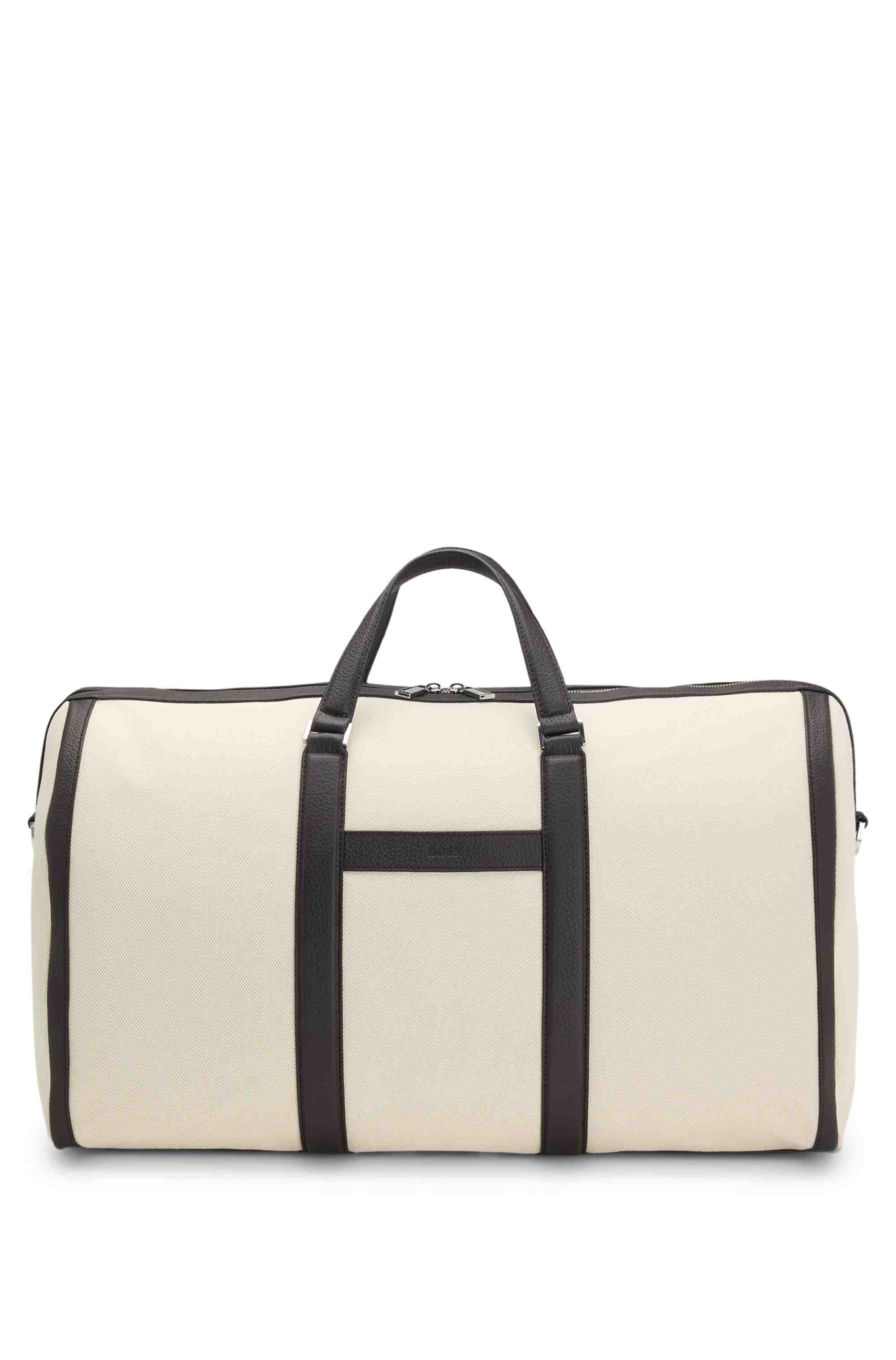 Canvas holdall with leather trims