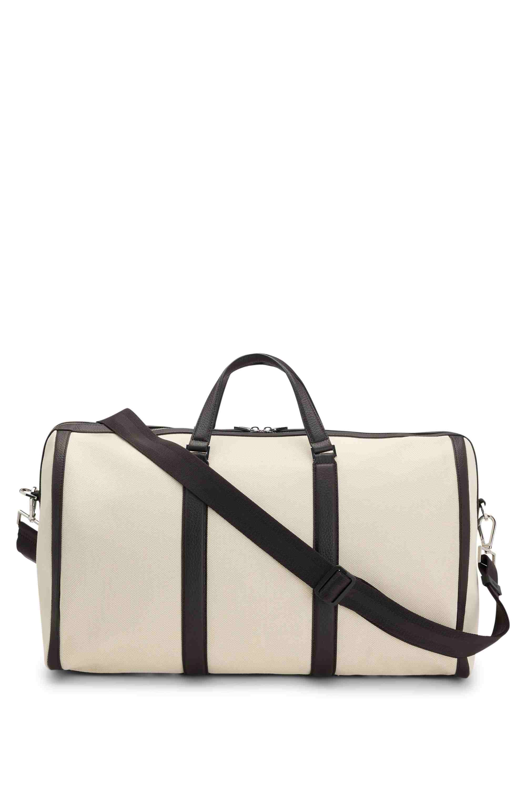 Canvas holdall with leather trims