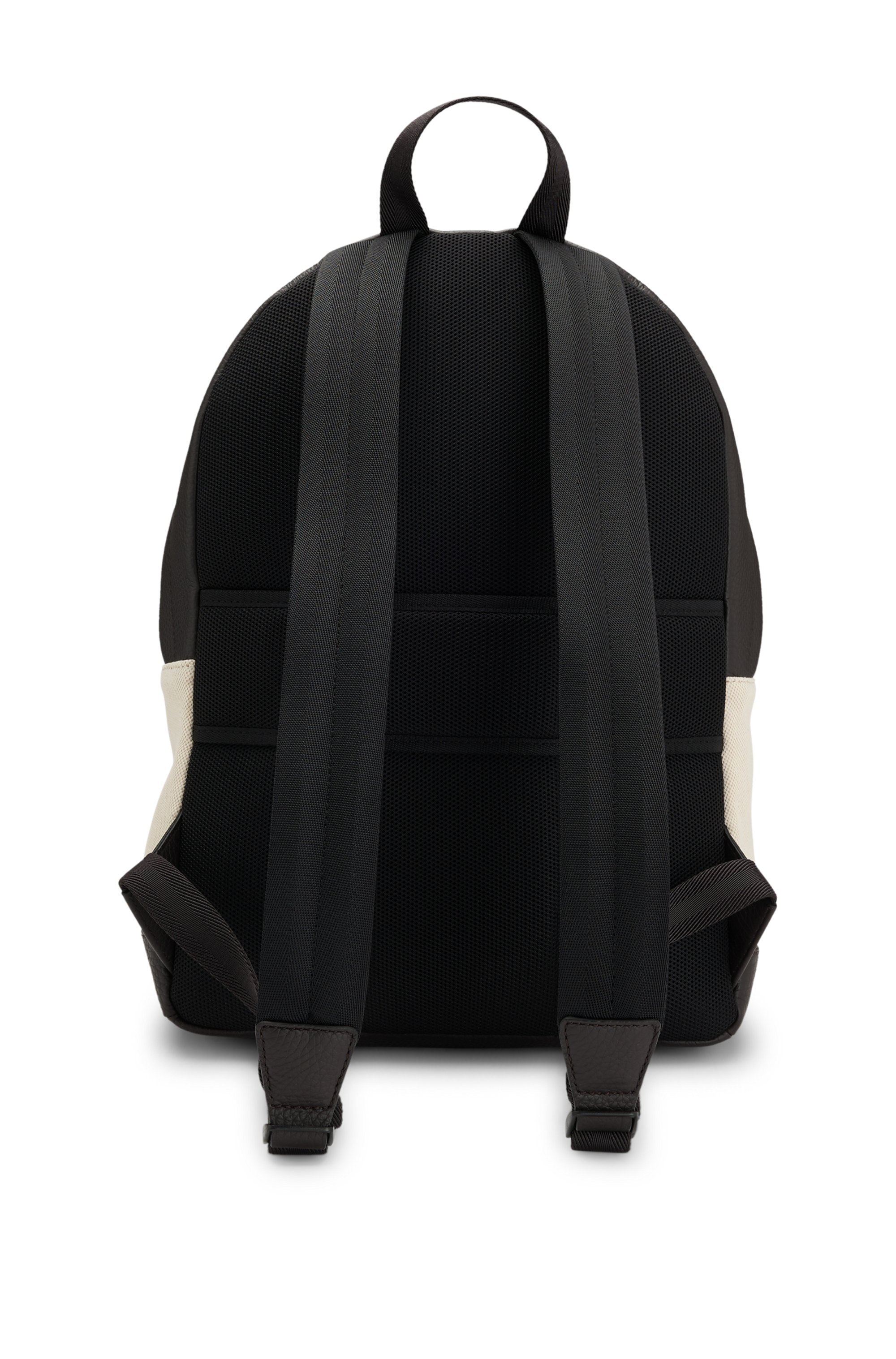 Canvas backpack with leather trims