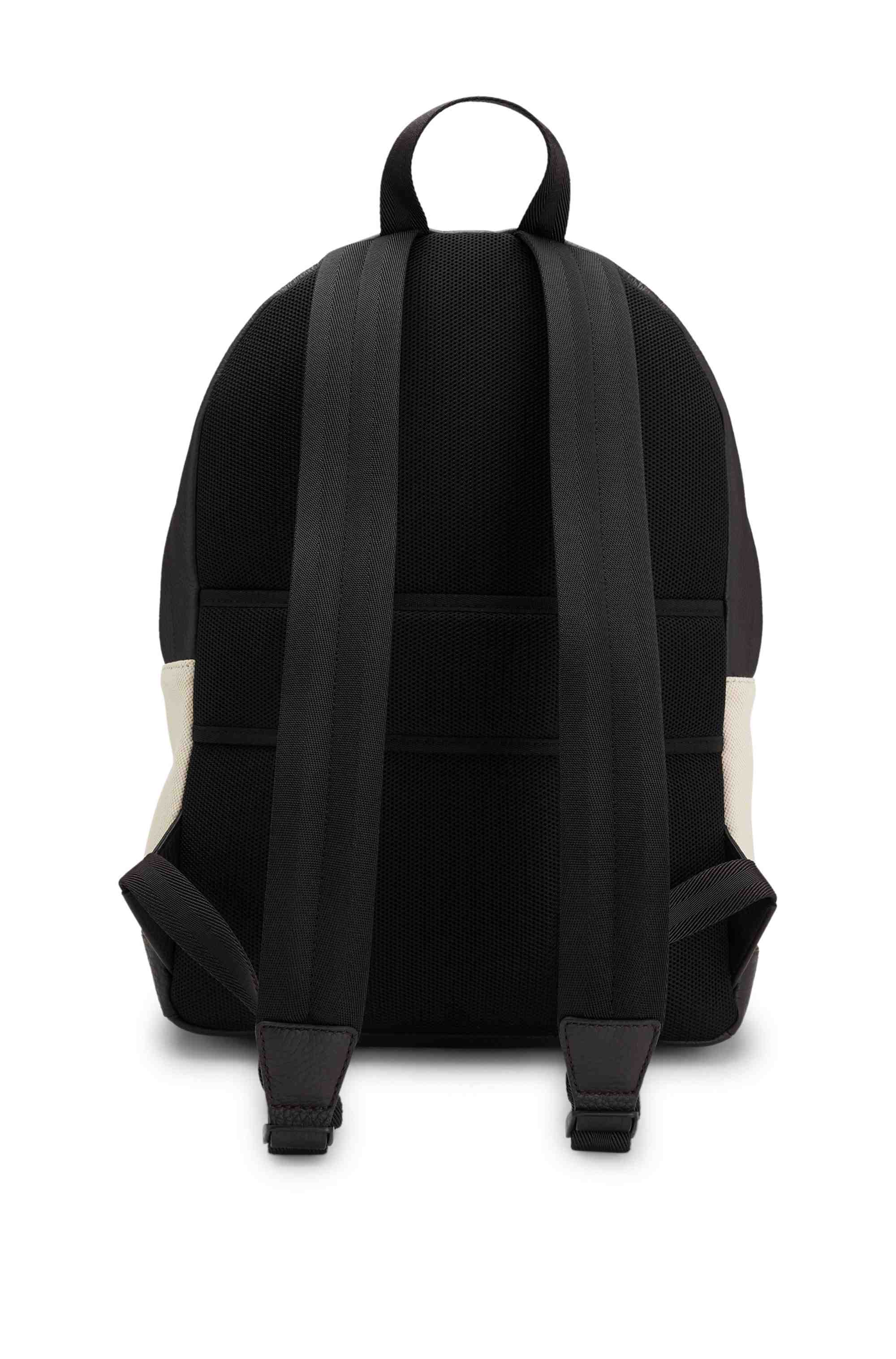 Canvas backpack with leather trims