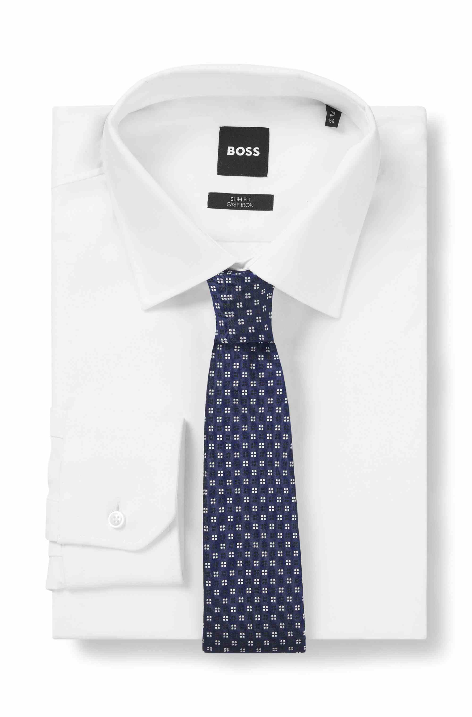Silk-blend tie with jacquard pattern