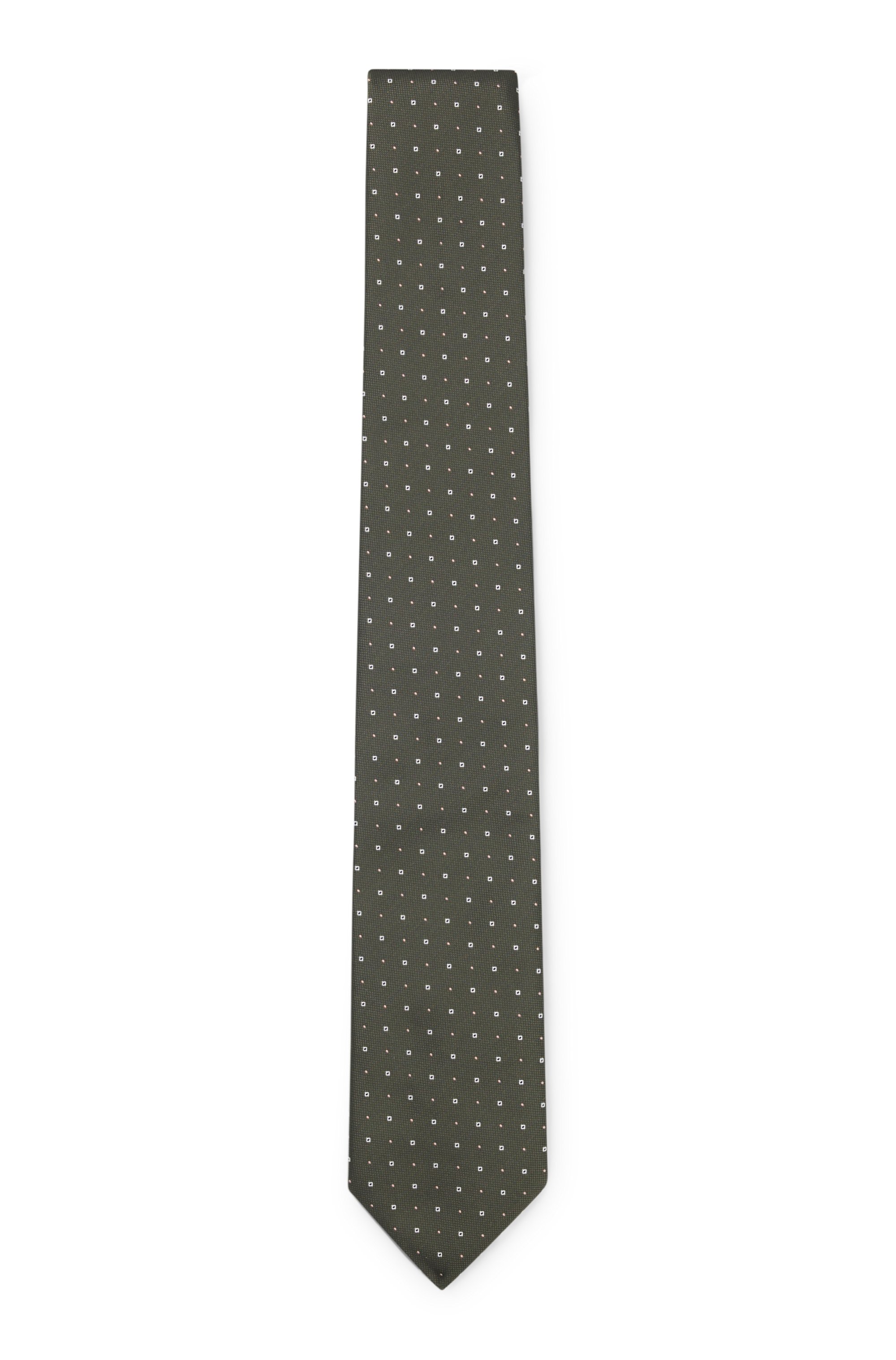 Silk-blend tie with jacquard pattern