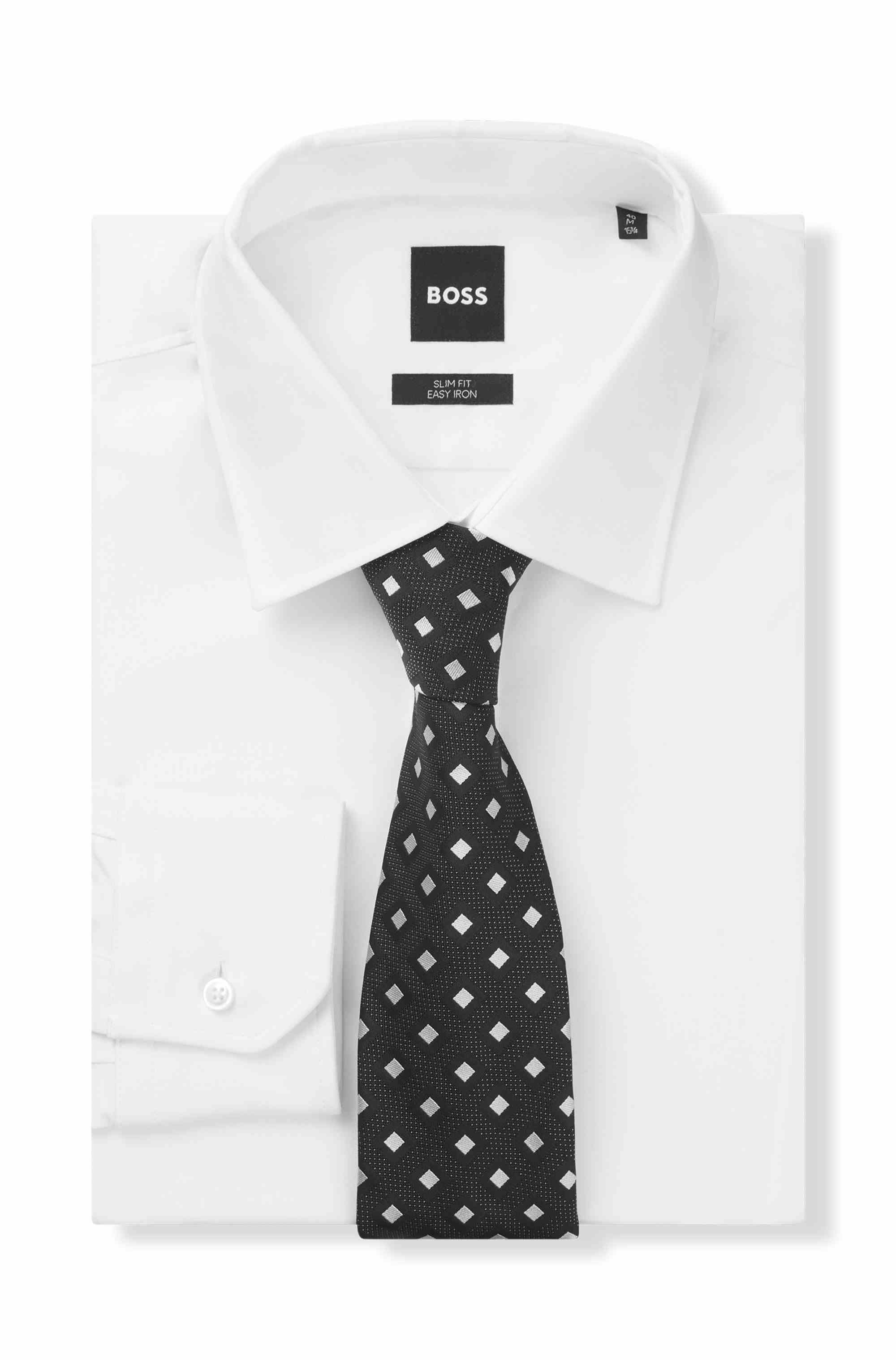 Silk-blend tie with jacquard pattern