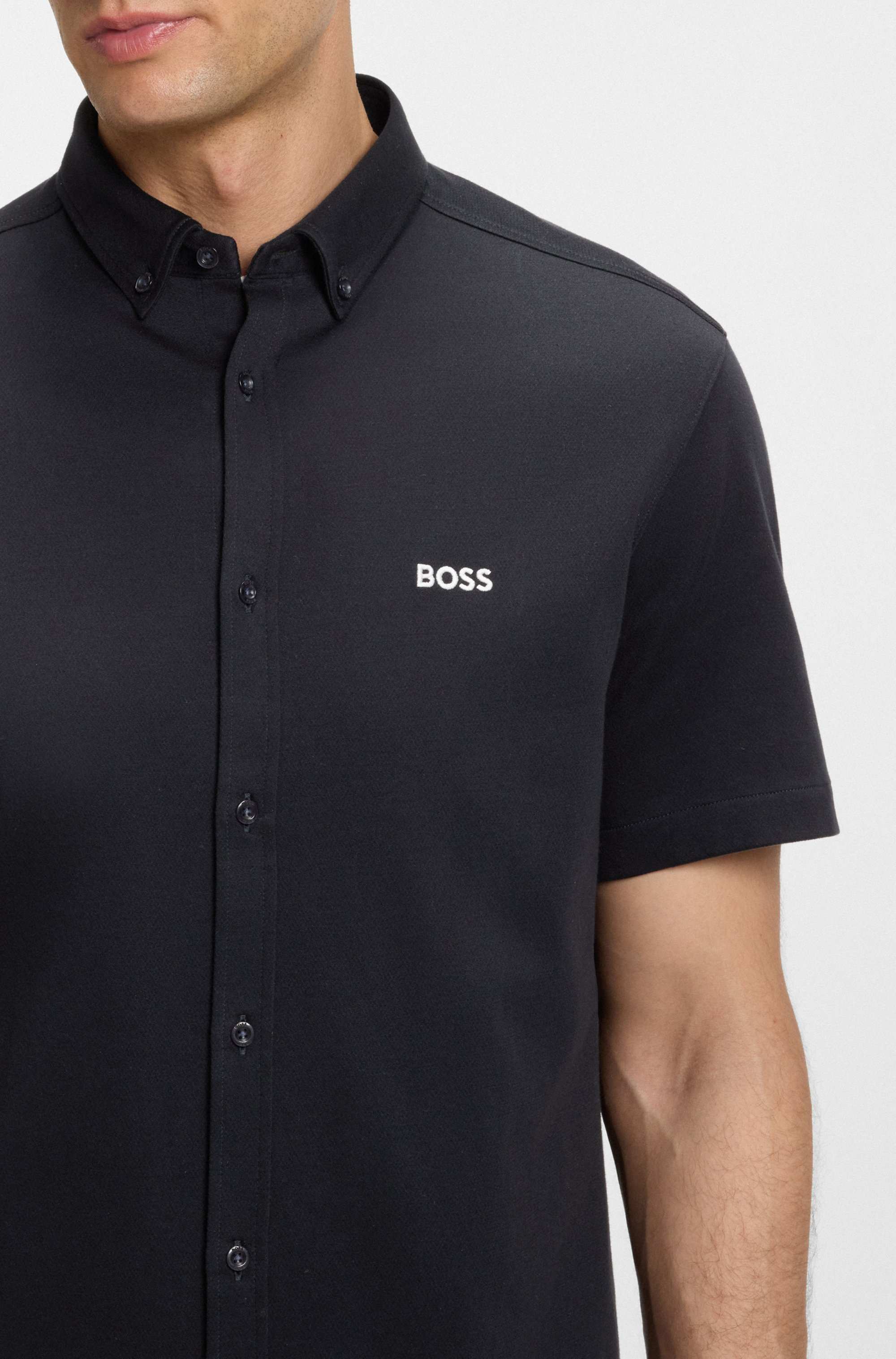 Regular-fit shirt in dynamic cotton jersey