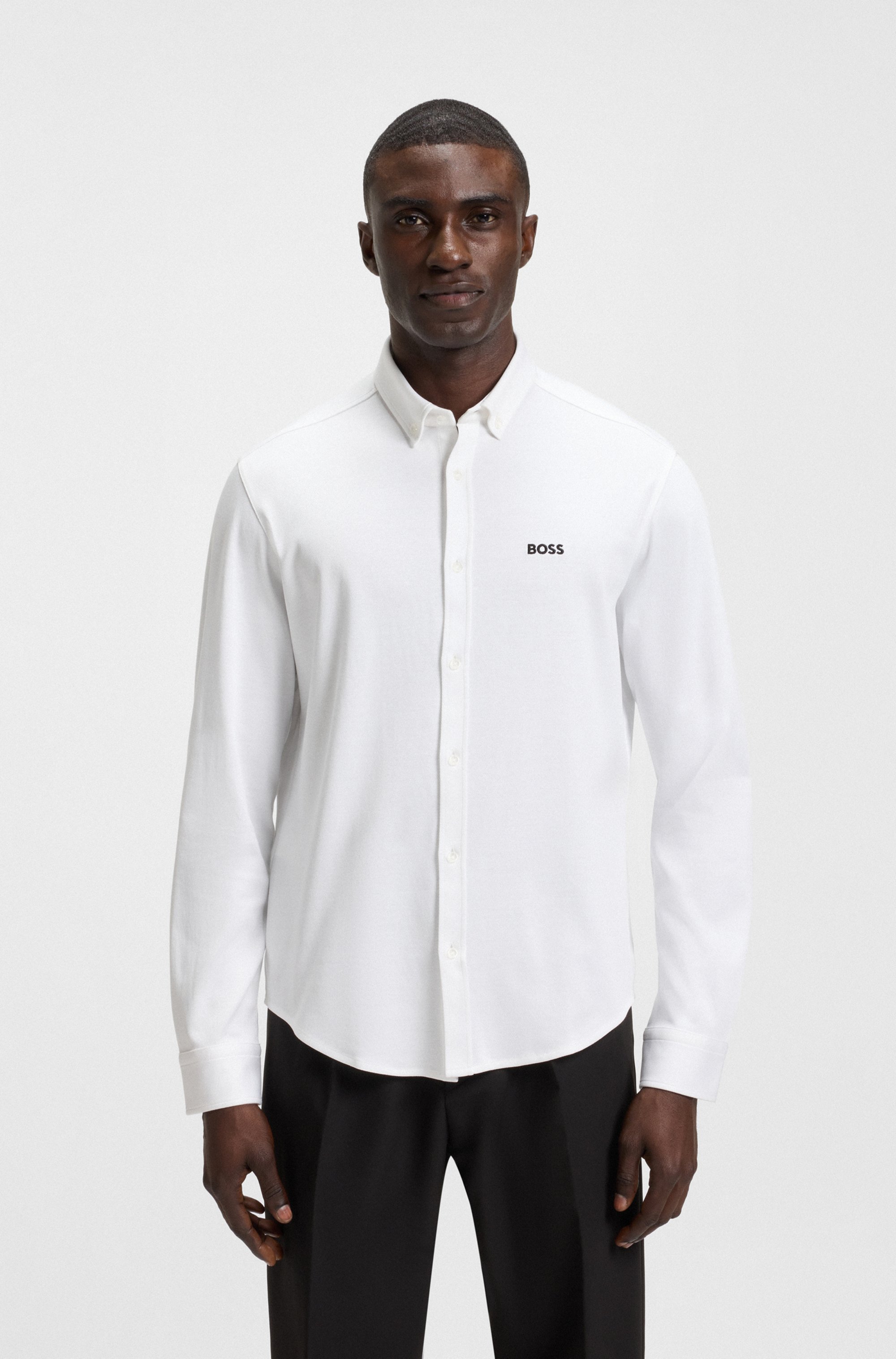 Regular-fit shirt in dynamic cotton jersey