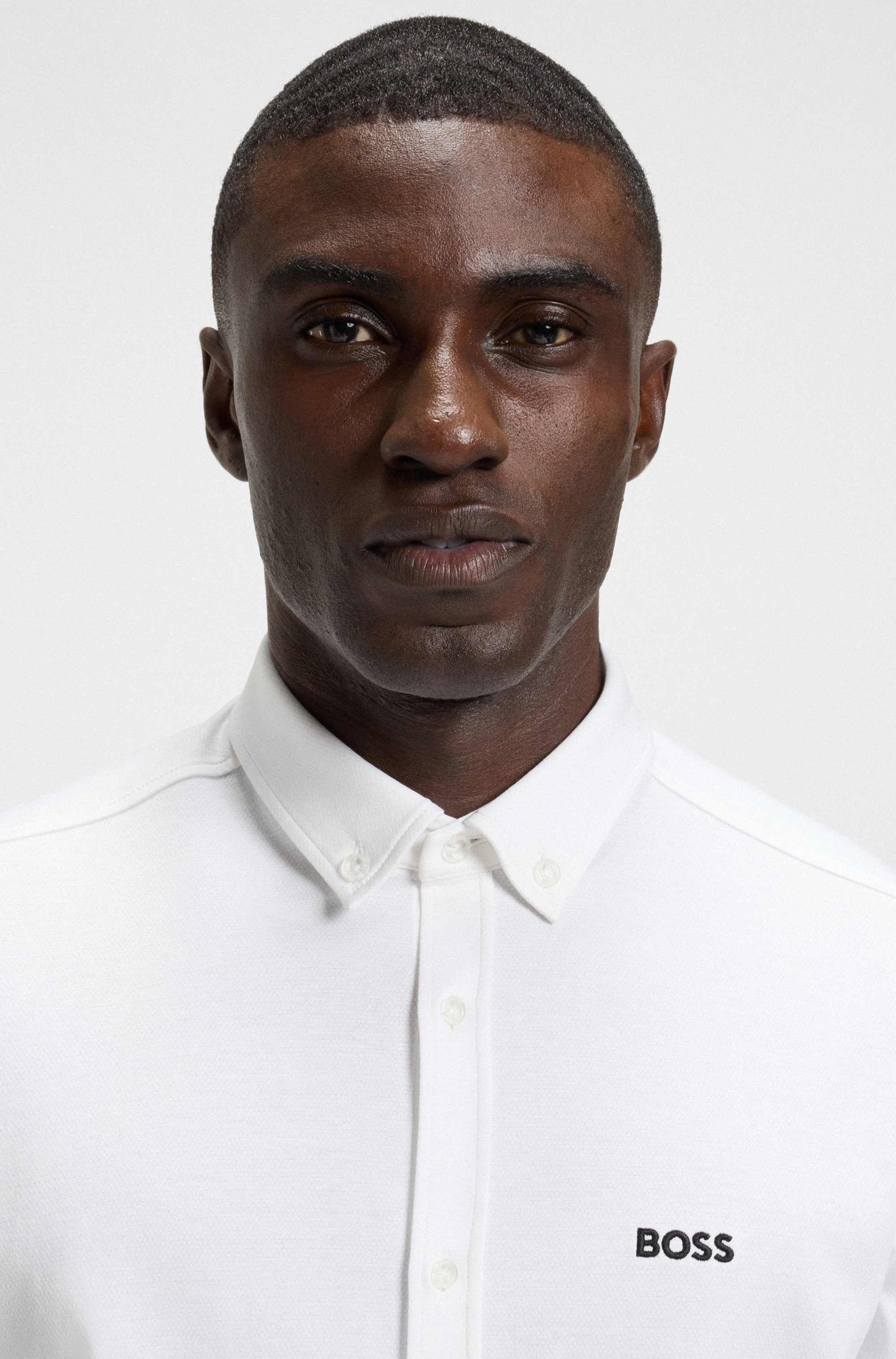 Regular-fit shirt in dynamic cotton jersey