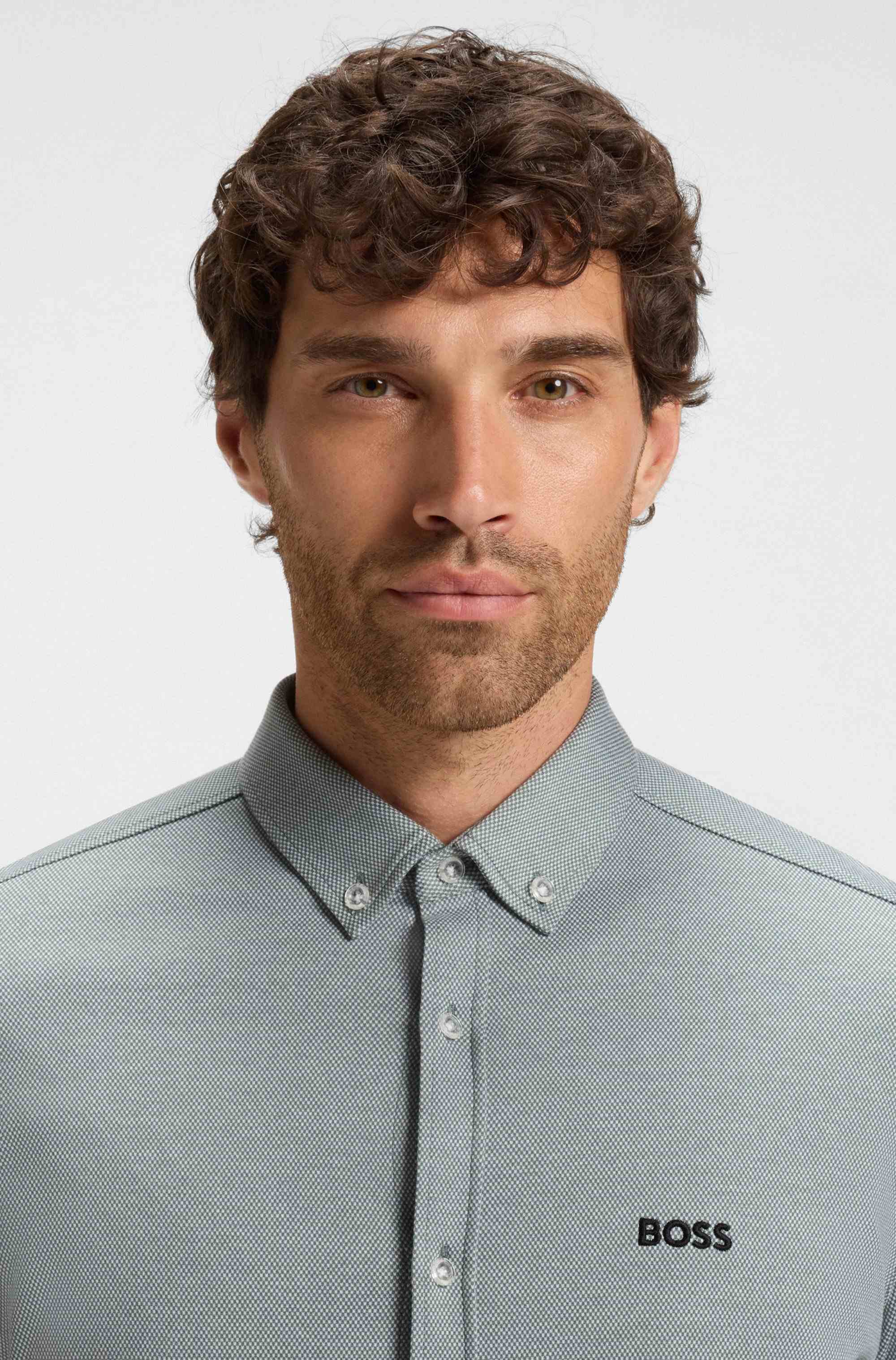 Regular-fit shirt in dynamic cotton jersey